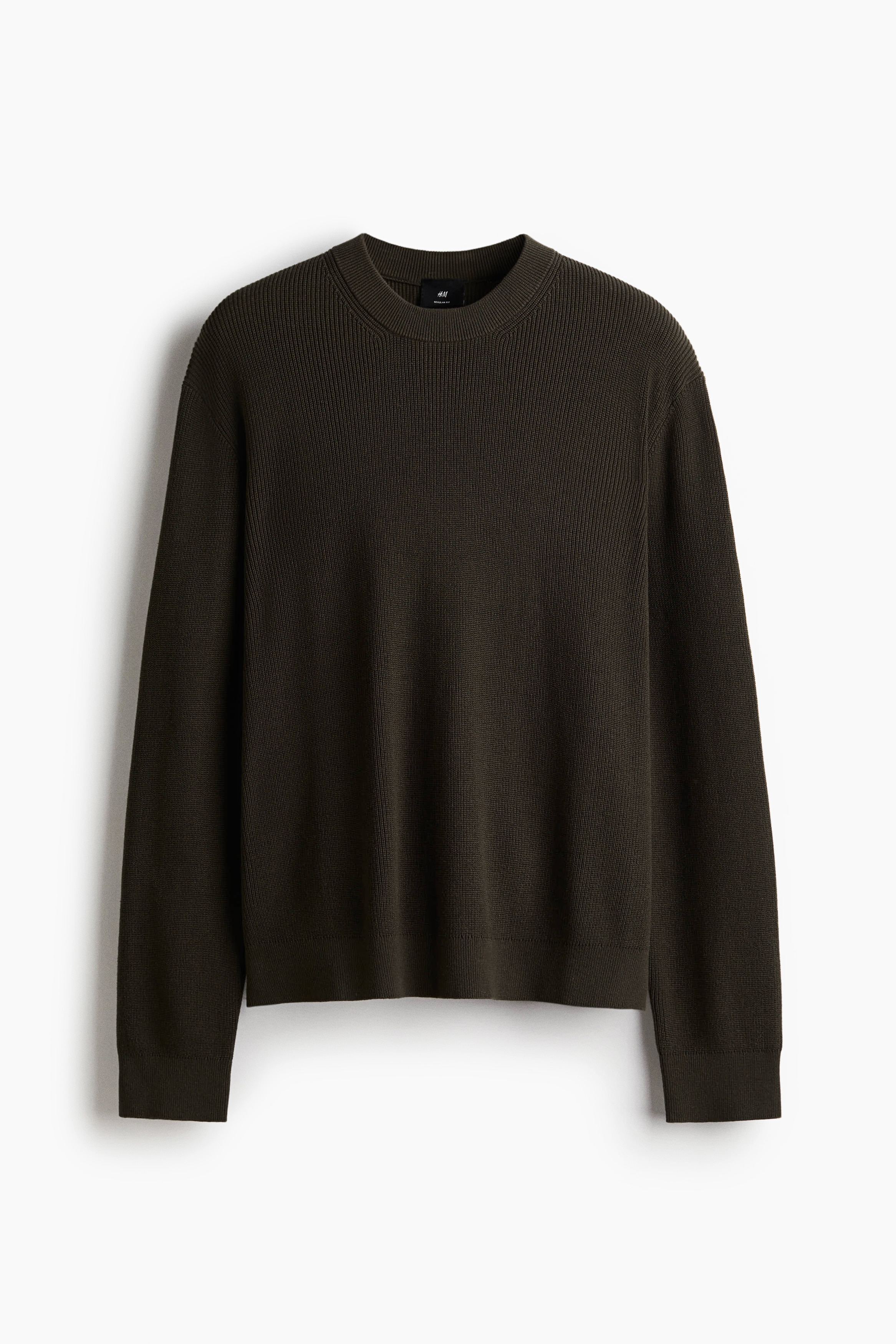 Svetr z žebrovaného úpletu Regular Fit - Tmavě zelená khaki/Černá/Tmavě béžová