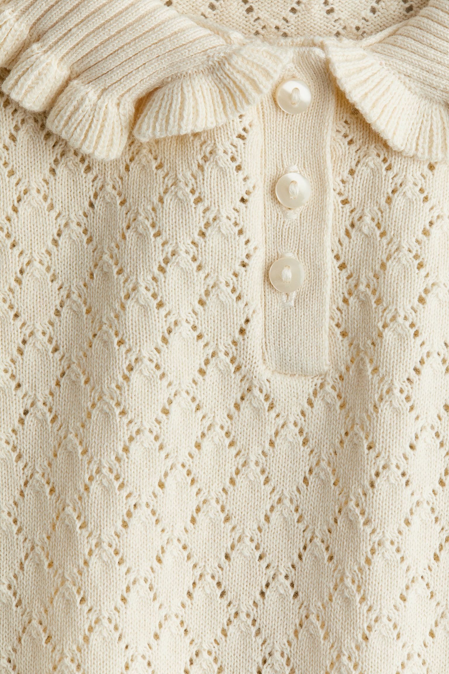 Pointelle-knit top jumper - Light beige - 3