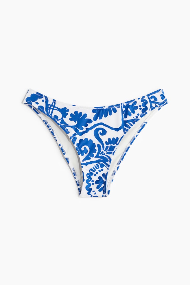 Cheeky Bikini Bottoms - White/bright blue patterned - 1