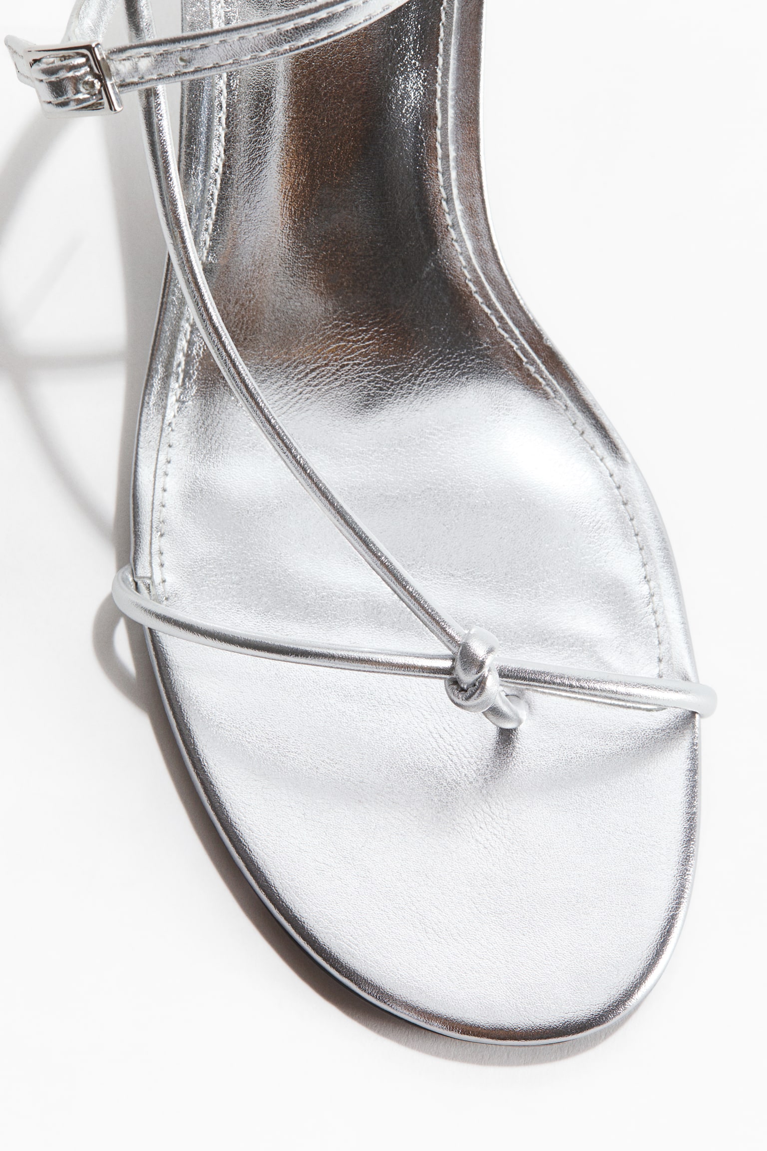 Heeled strappy sandals-Silver-coloured - 2
