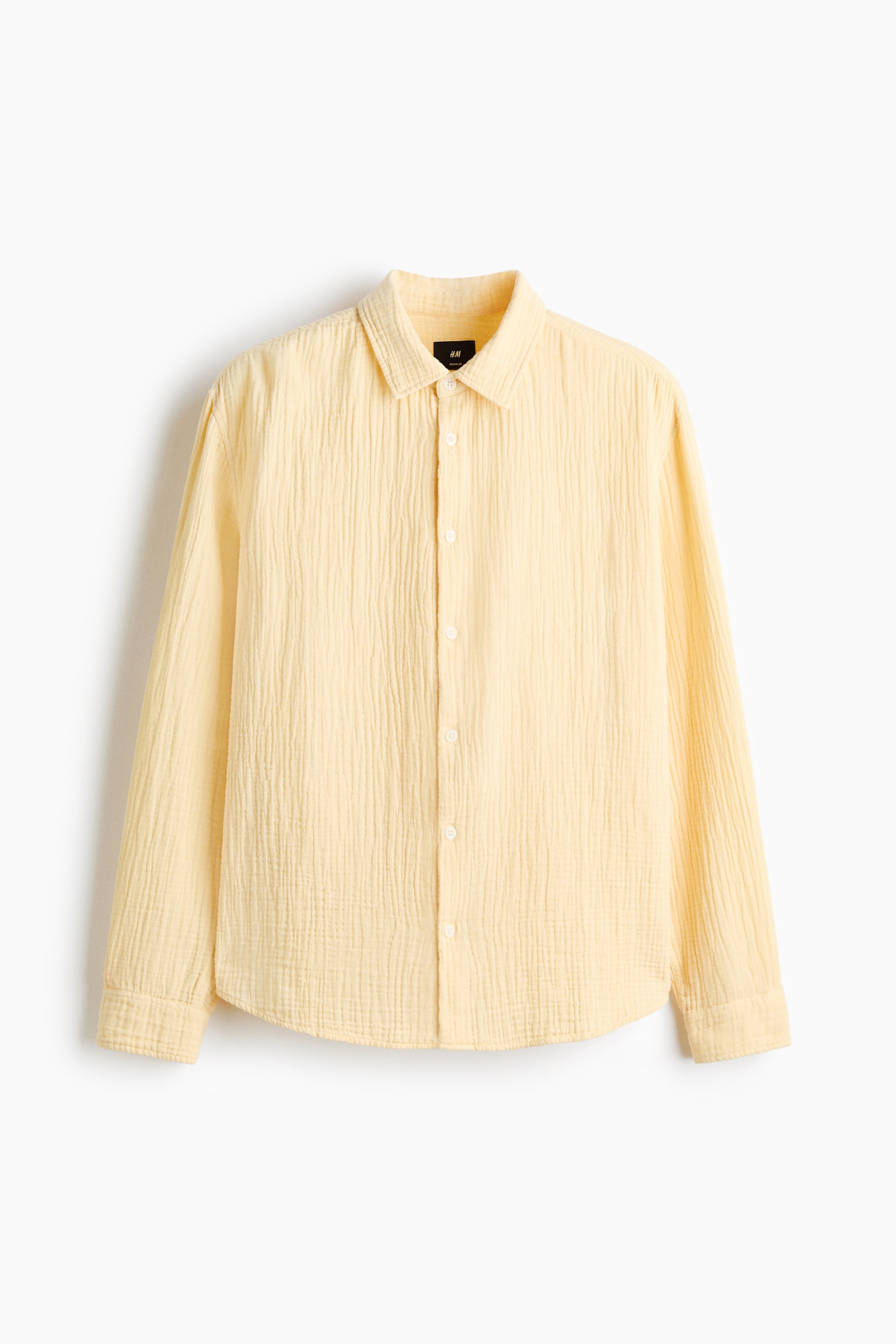 Regular Fit Cotton muslin shirt - Light yellow