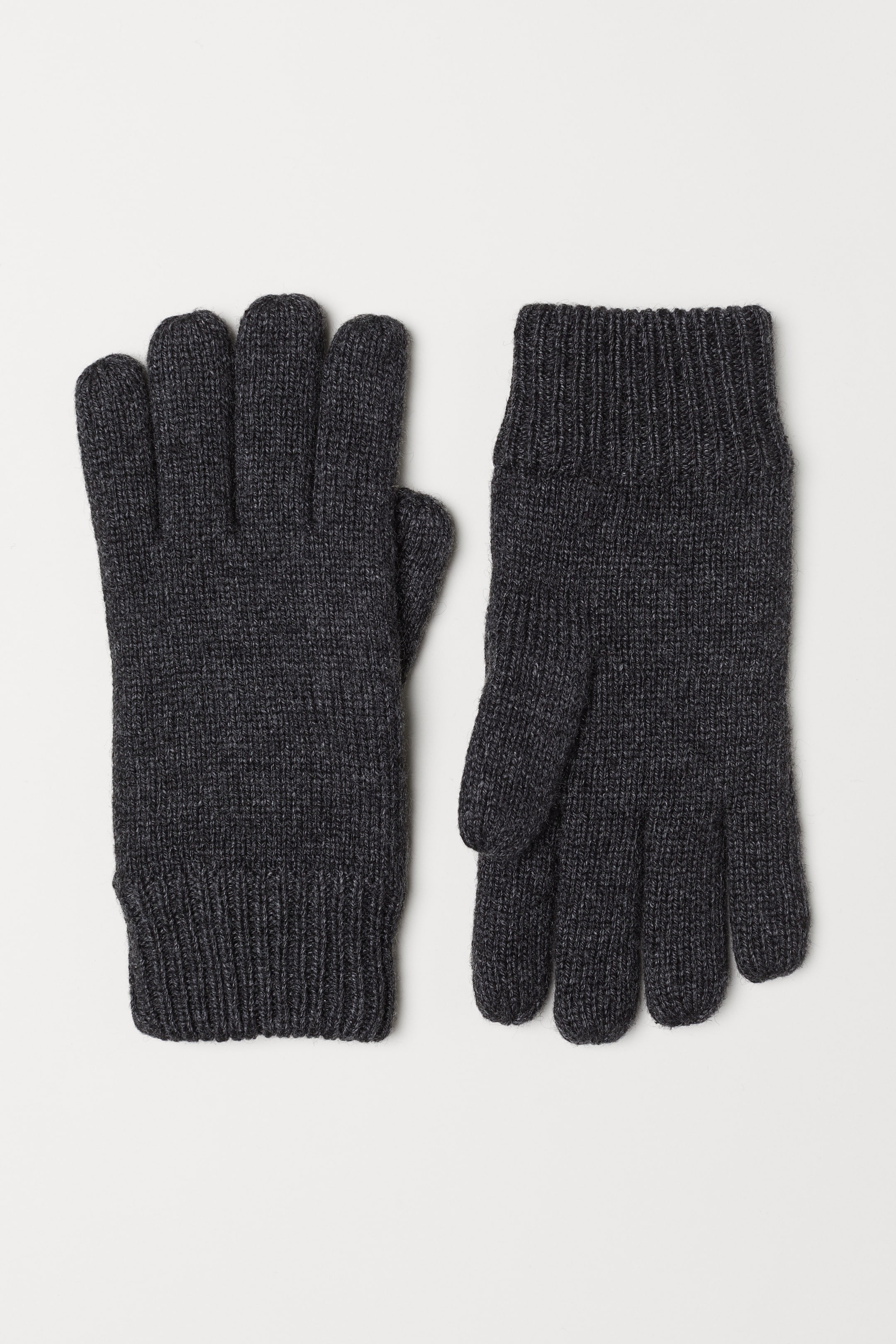 View larger image: Knitted wool-blend gloves - Dark grey marl - Men | H&M IE 1