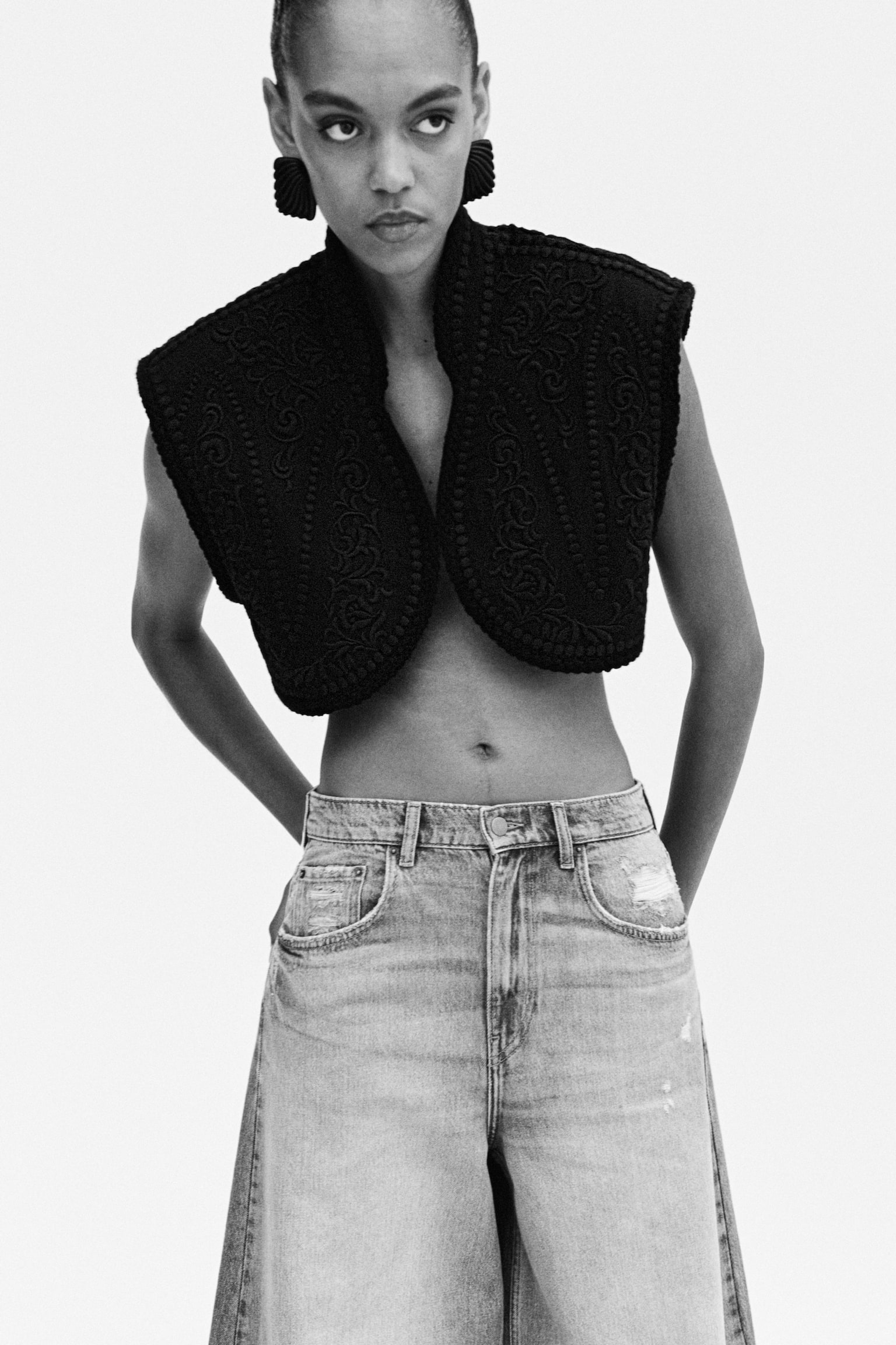 Linen-blend bolero - Black - 7