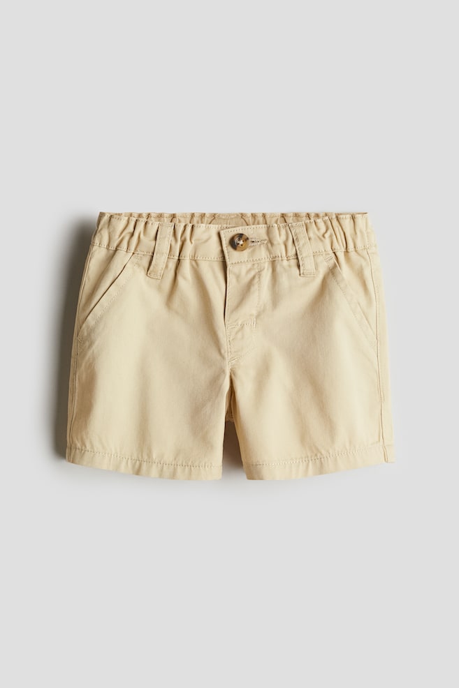 Katoenen short - Beige/Wit/blauw gestreept - 1