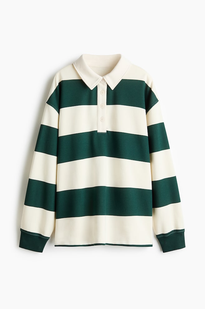 Oversized Rugby Shirt - Dark green/Stripe/Plum purple - 1