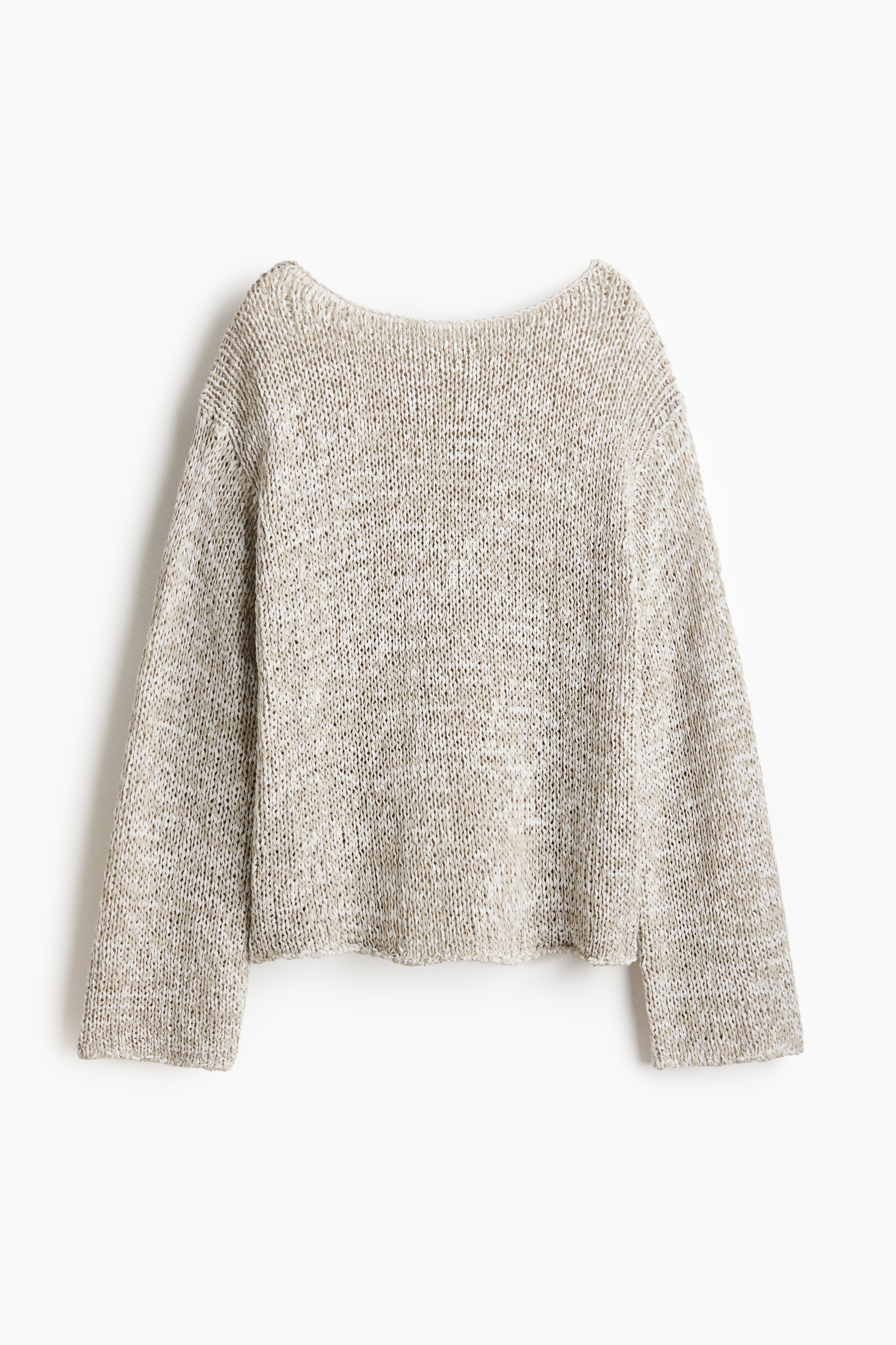 Pull oversize en maille texturée - Beige clair chiné/Vert kaki chiné