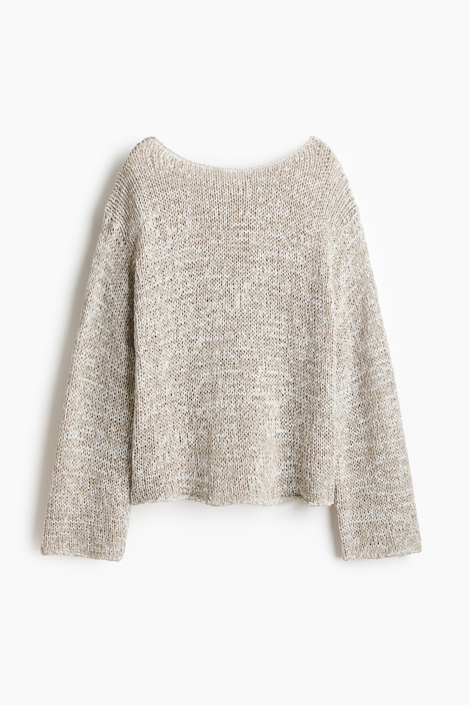 Oversized Textured-Knit Sweater - Light beige melange/Khaki green melange - 1