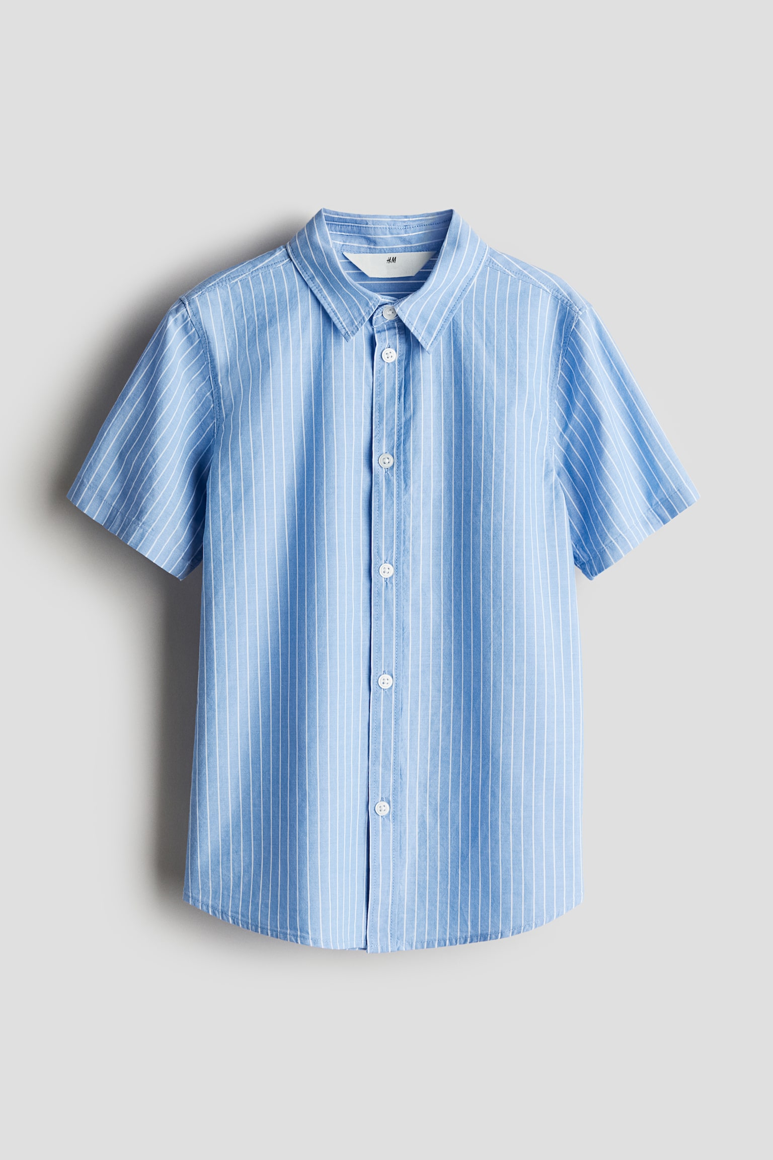 Short Sleeve Cotton Shirt - Blue/Pinstripe/White/Blue/Light blue/Navy blue - 1