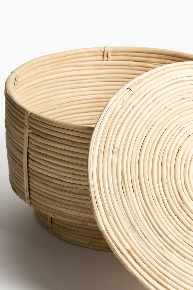 Low Rattan Storage Basket - Light beige - 4