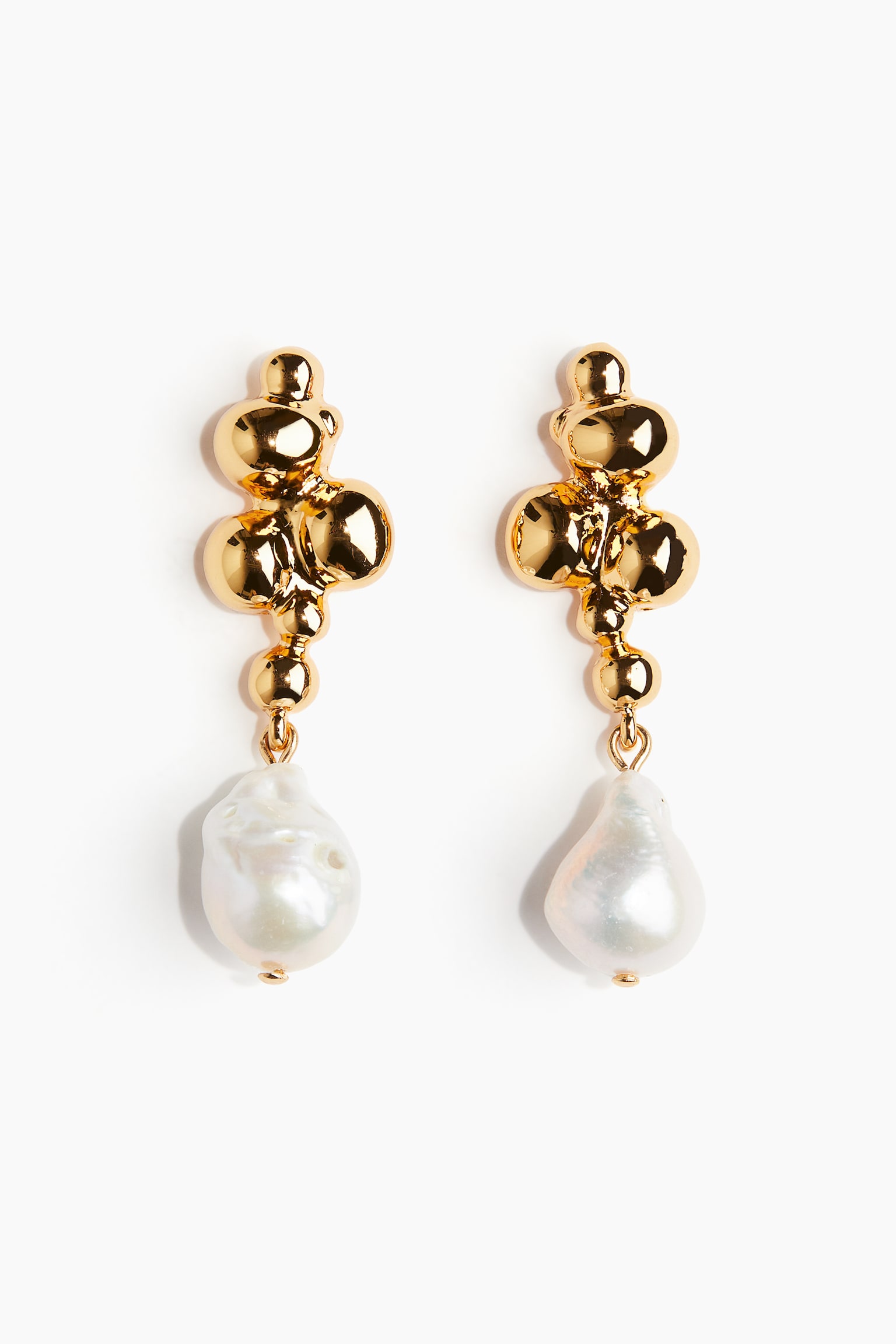 Gold-plated pearl earrings - Gold-coloured - 1