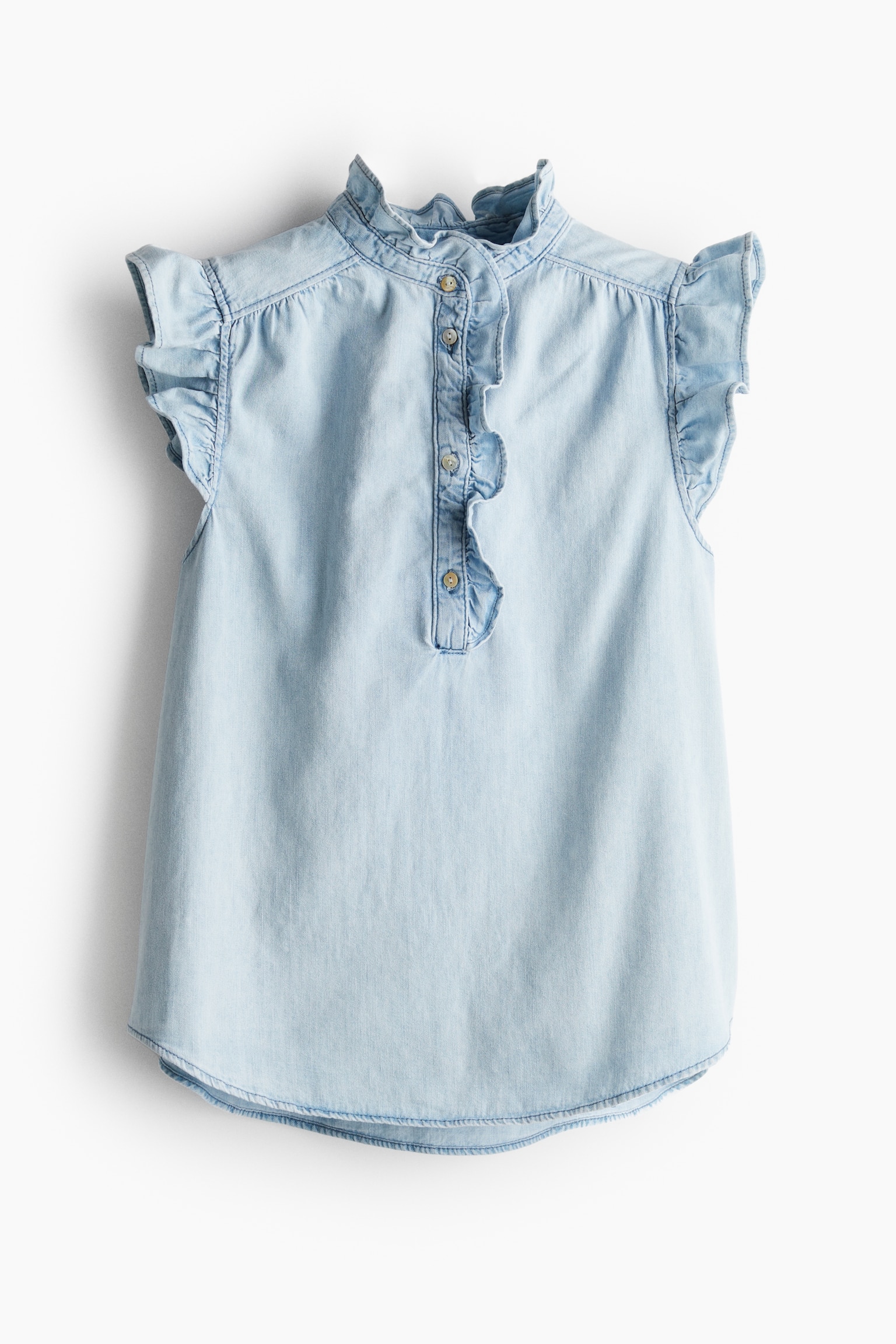 Flutter Sleeve Denim Blouse - Light denim blue/Denim blue - 2