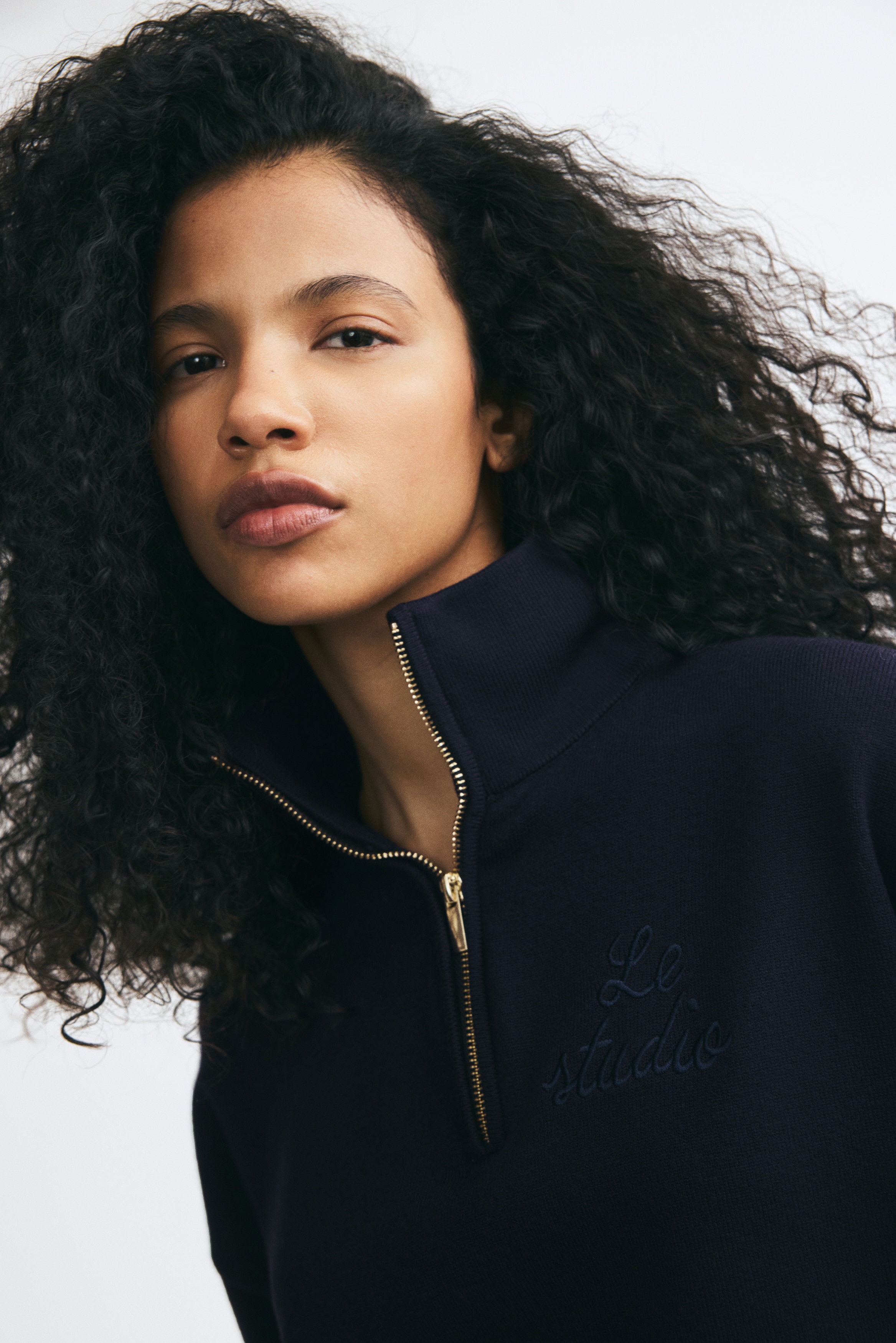 Women's Navy blue/Le Studio Fine-Knit Half-Zip Sweater | H&M US