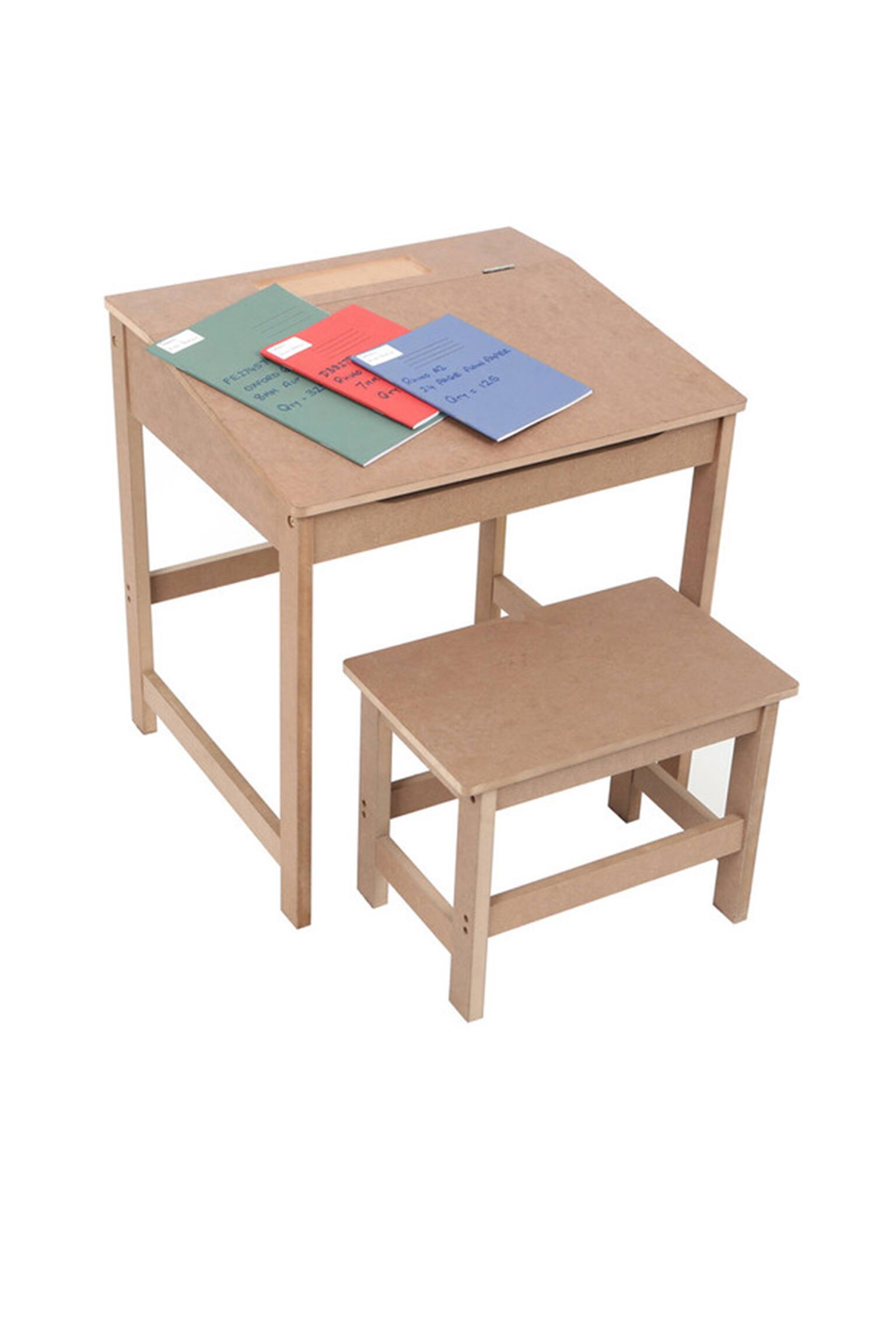 Kids Desk And Stool - Natural - 3