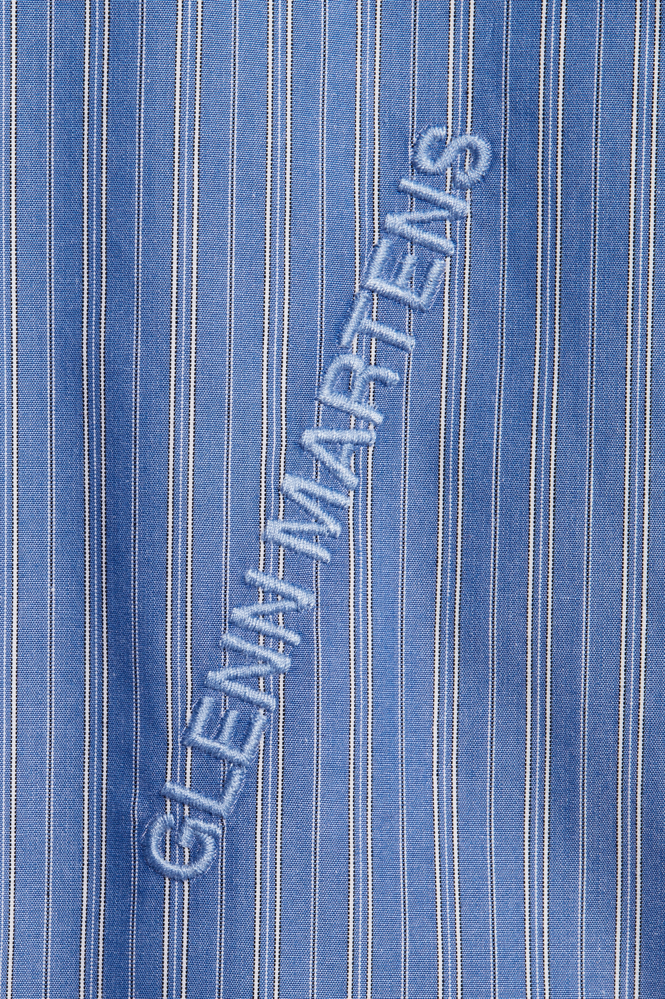 ワイヤーボーン ポプリンシャツ - ブルー／ストライプ - レディース