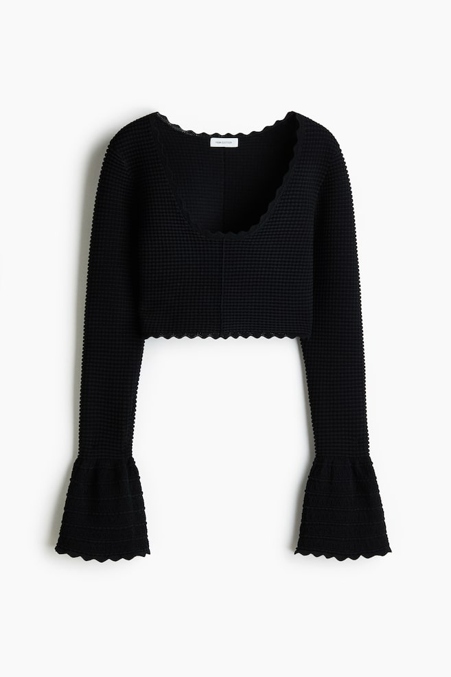 Textured-Knit Top - Black - 1