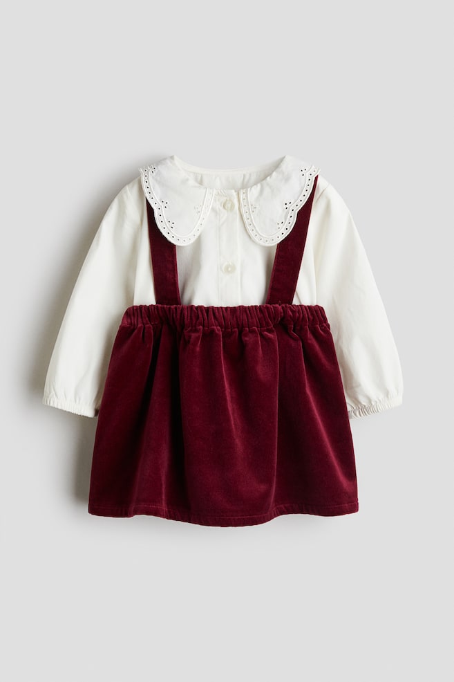 Conjunto de blusa y falda - Blanco/Rojo oscuro - 1