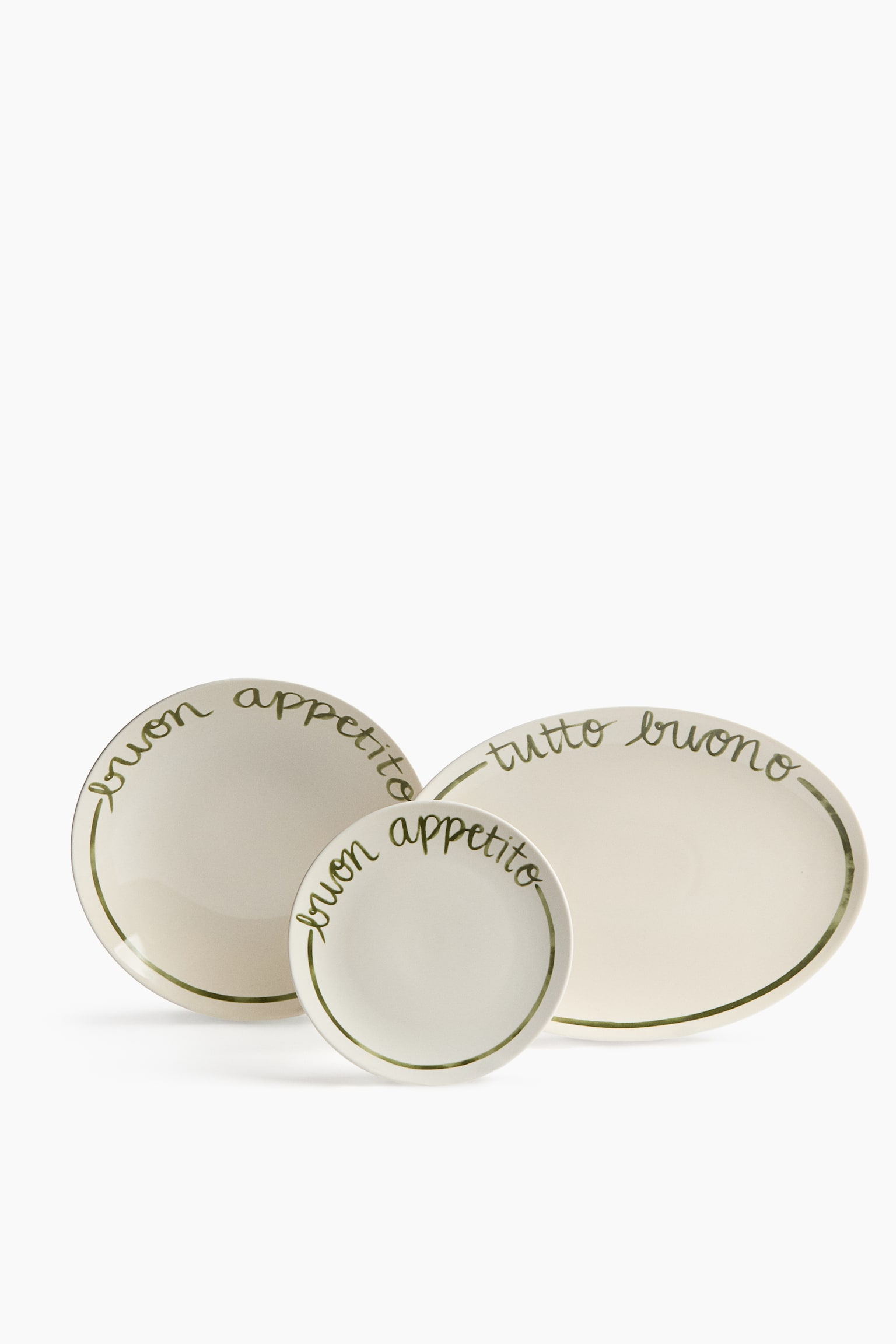 Text-motif porcelain medium plate - White/Buon Appetito - 5
