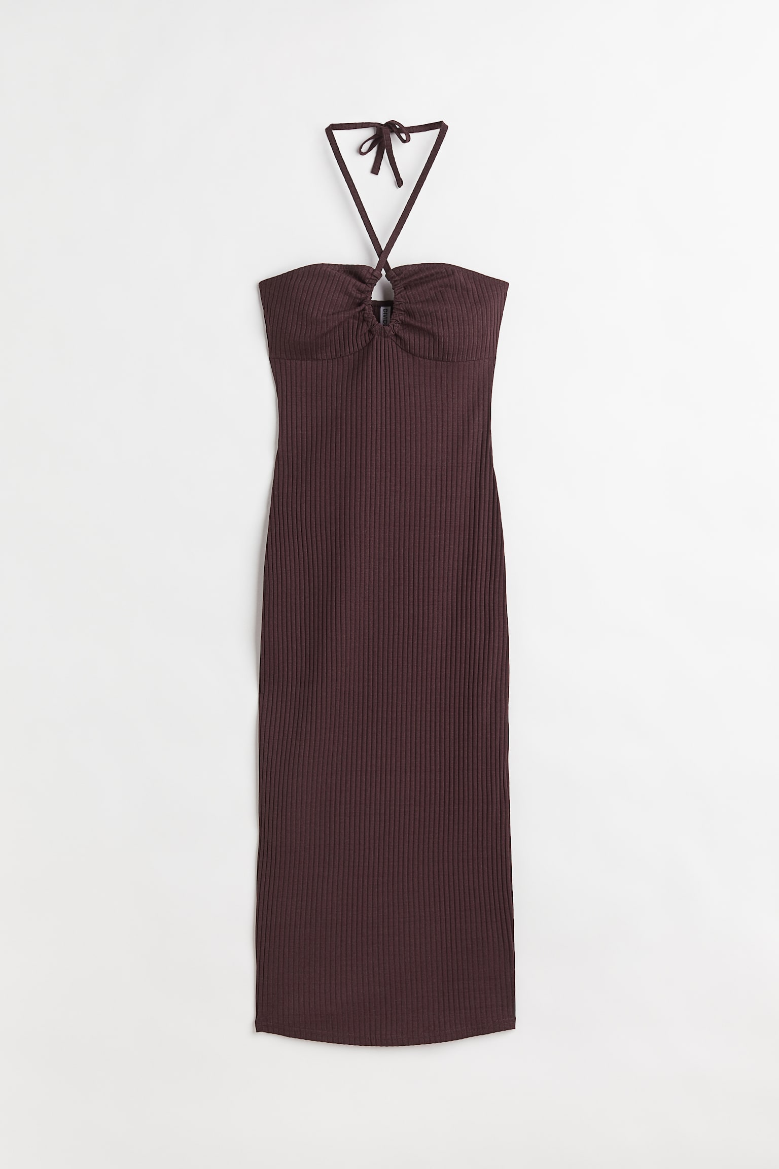 Rib Halterneck Dress - Dark brown/Black - 1