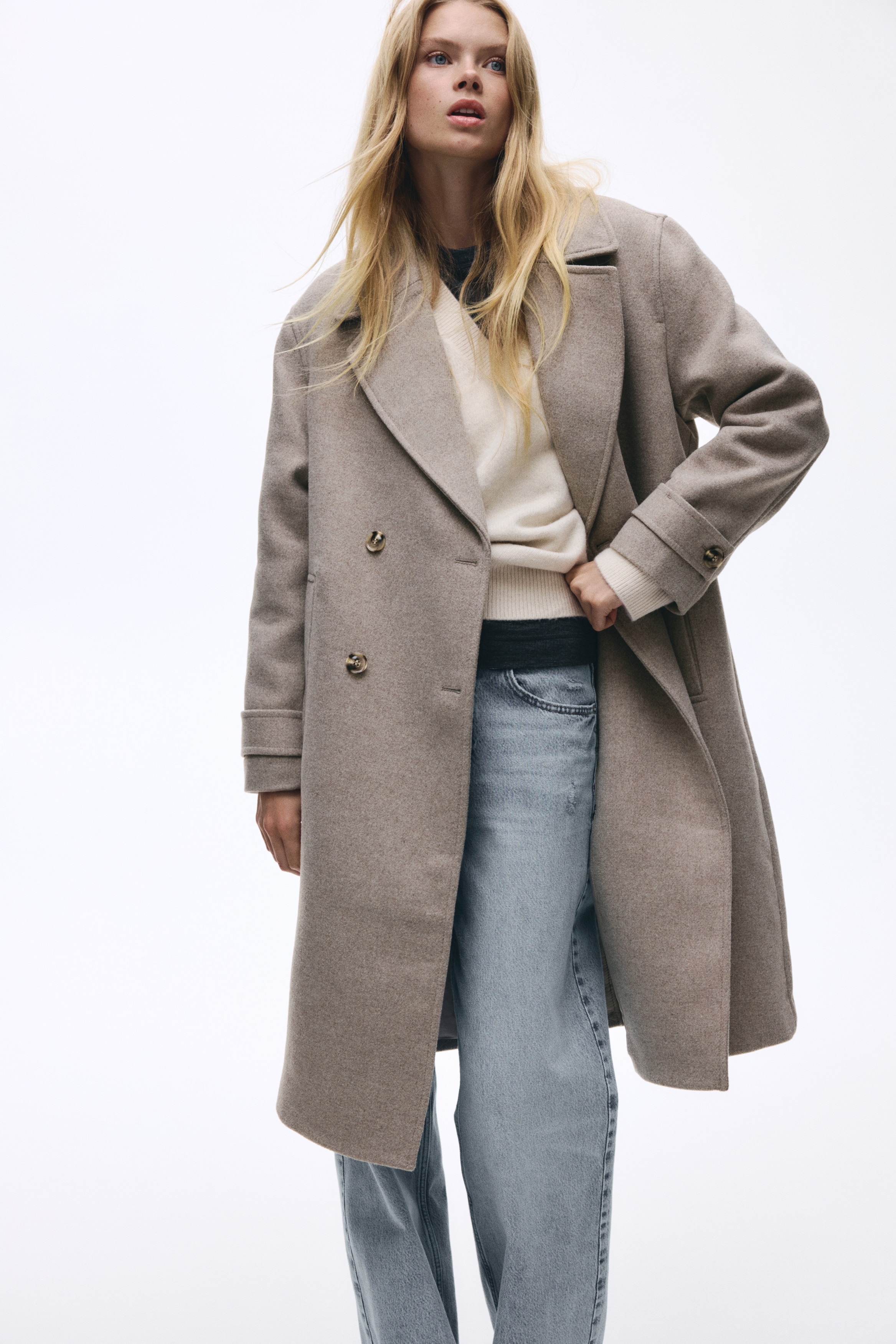 eleventy グレー系チェック柄ダブルブレストコート SITRY（シトリー）の「SITRY Wool Chester Coat/別注 オーバー