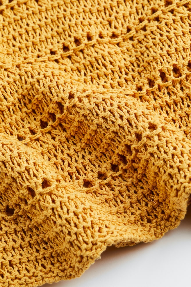 Oversized hole-knit jumper - Yellow/Light beige - 2