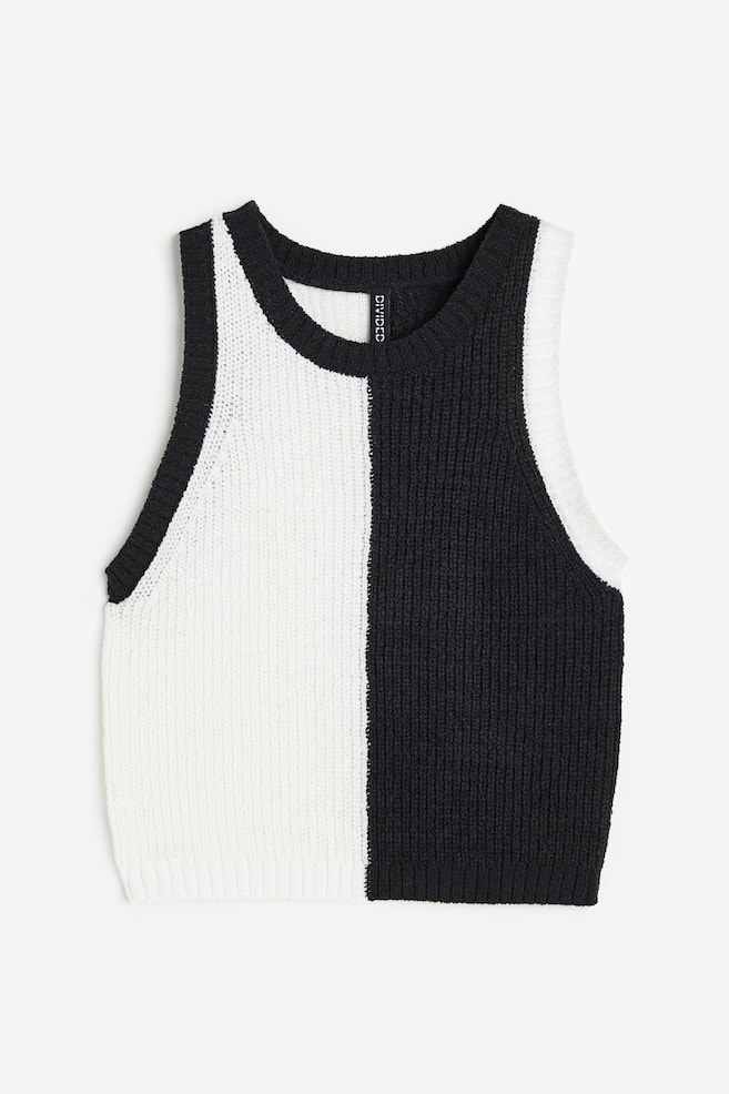 Rib-knit sweater vest - Black/Block-coloured/White/Blue/Striped - 1