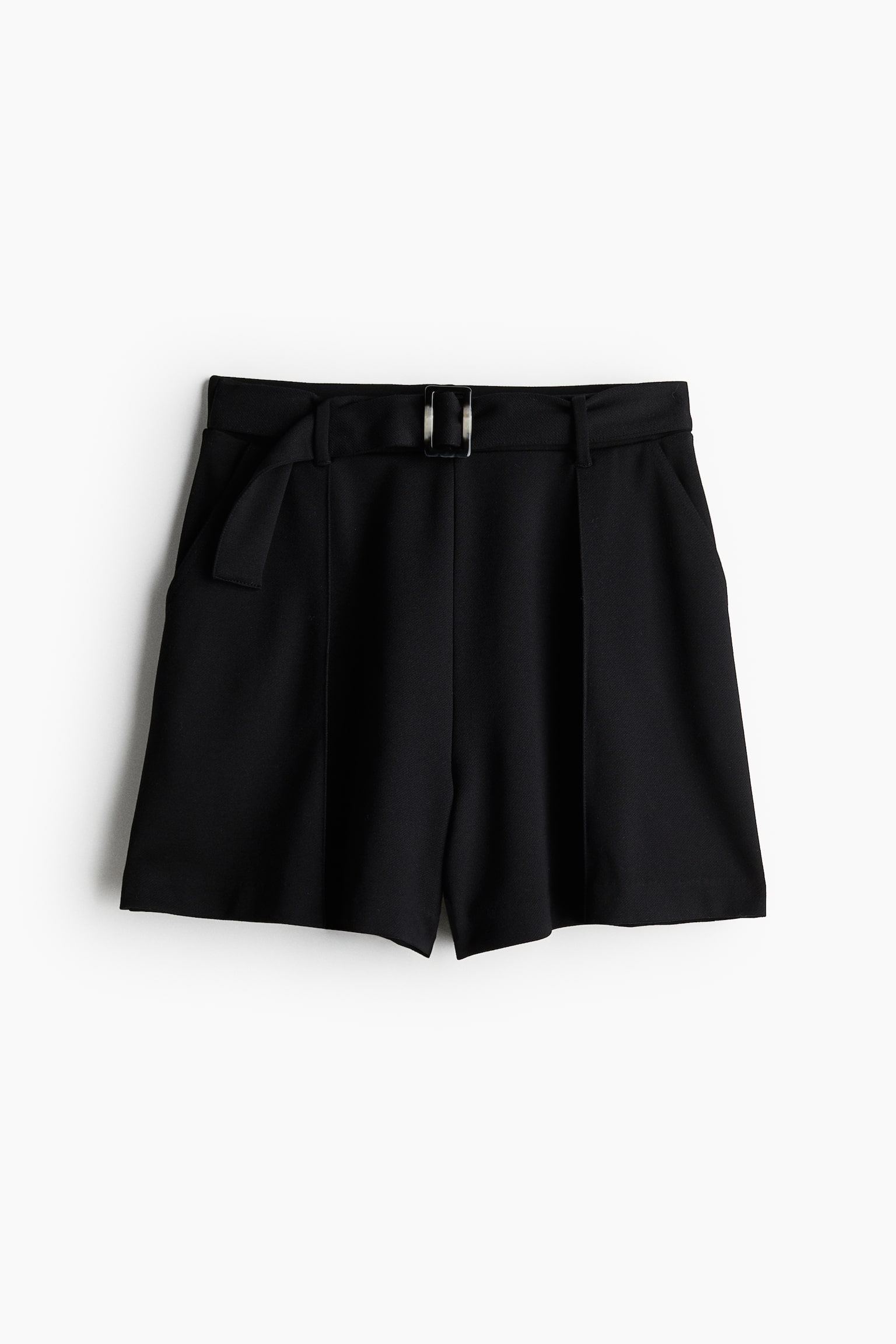 Belted pull-on shorts - Black/Light beige - 2