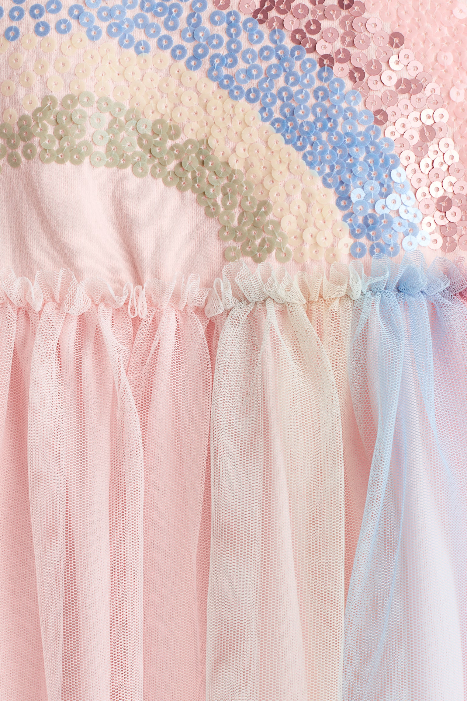 Sequined tulle-skirt dress - Light pink/Rainbow - 2