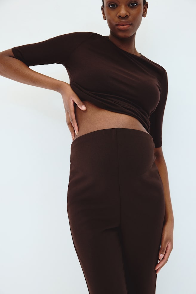MAMA Flared Ponte di Roma leggings - Dark brown/Black - 6