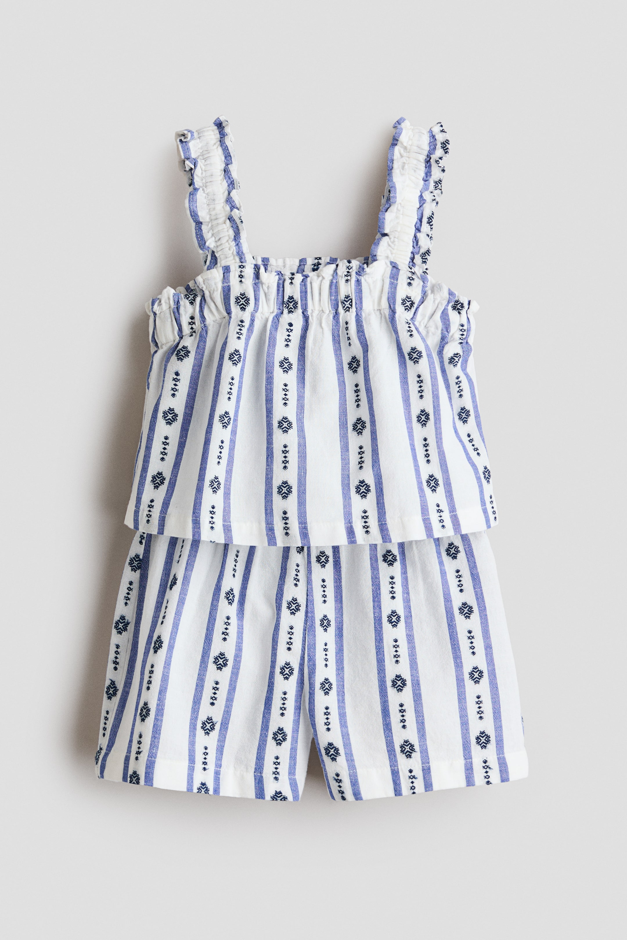 Visualizza immagine più grande: Set 2 pezzi top e shorts - Bianco/blu righe - BAMBINO | H&M IT 1