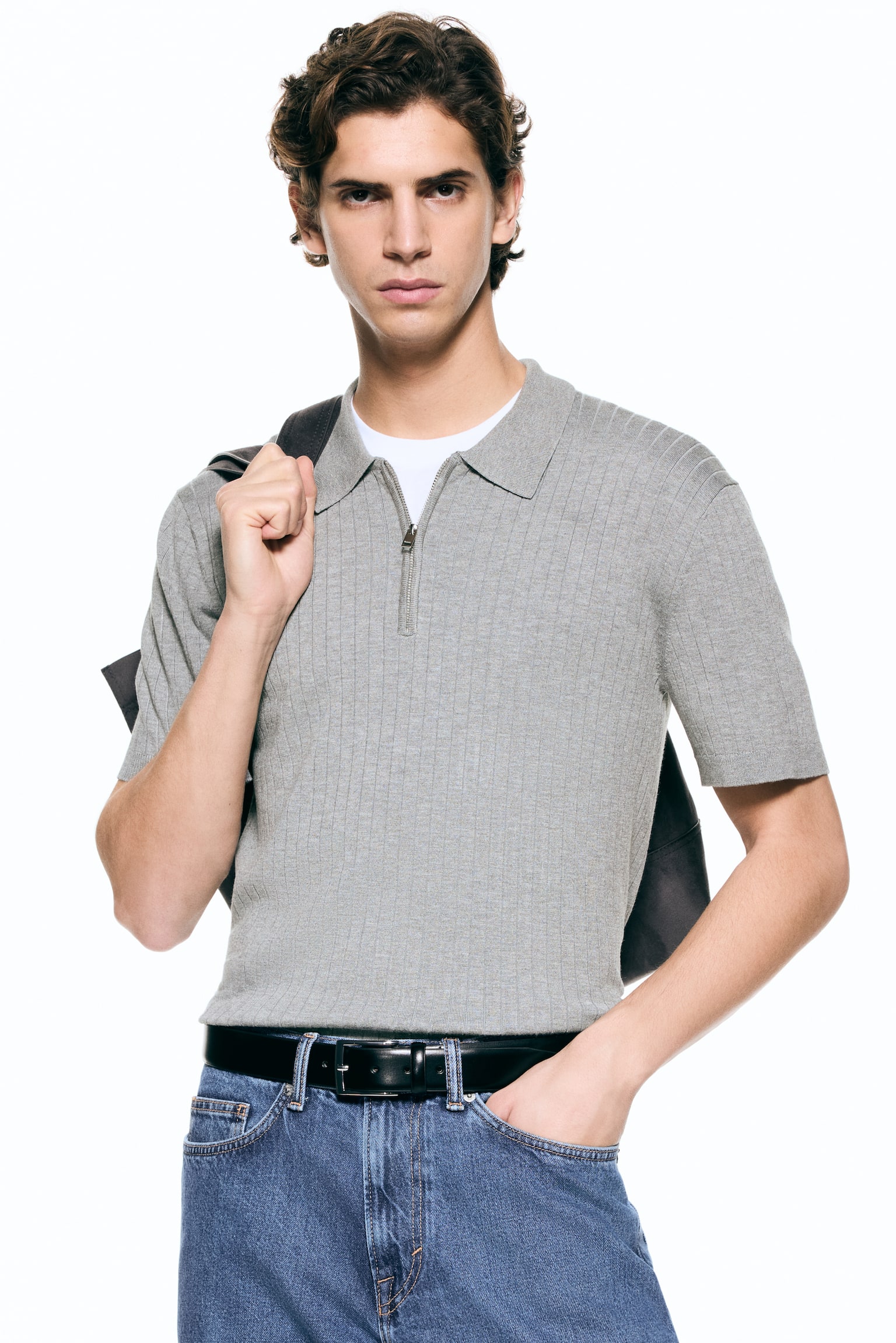 Playera polo Slim Fit - Gris/Azul oscuro/Crema - 2