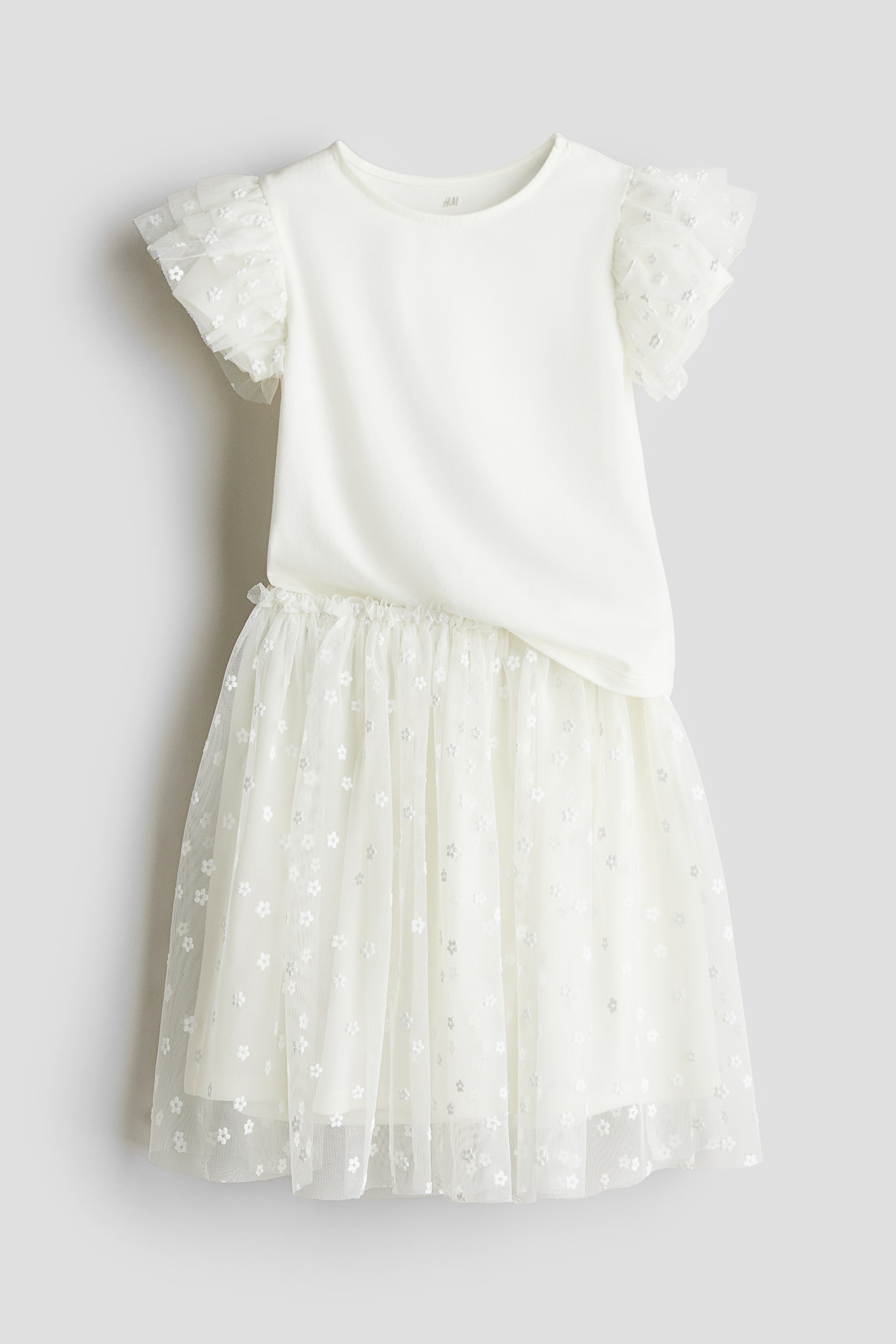 2-piece Top and Tulle Skirt Set - Regular waist - Round Neck - White ...