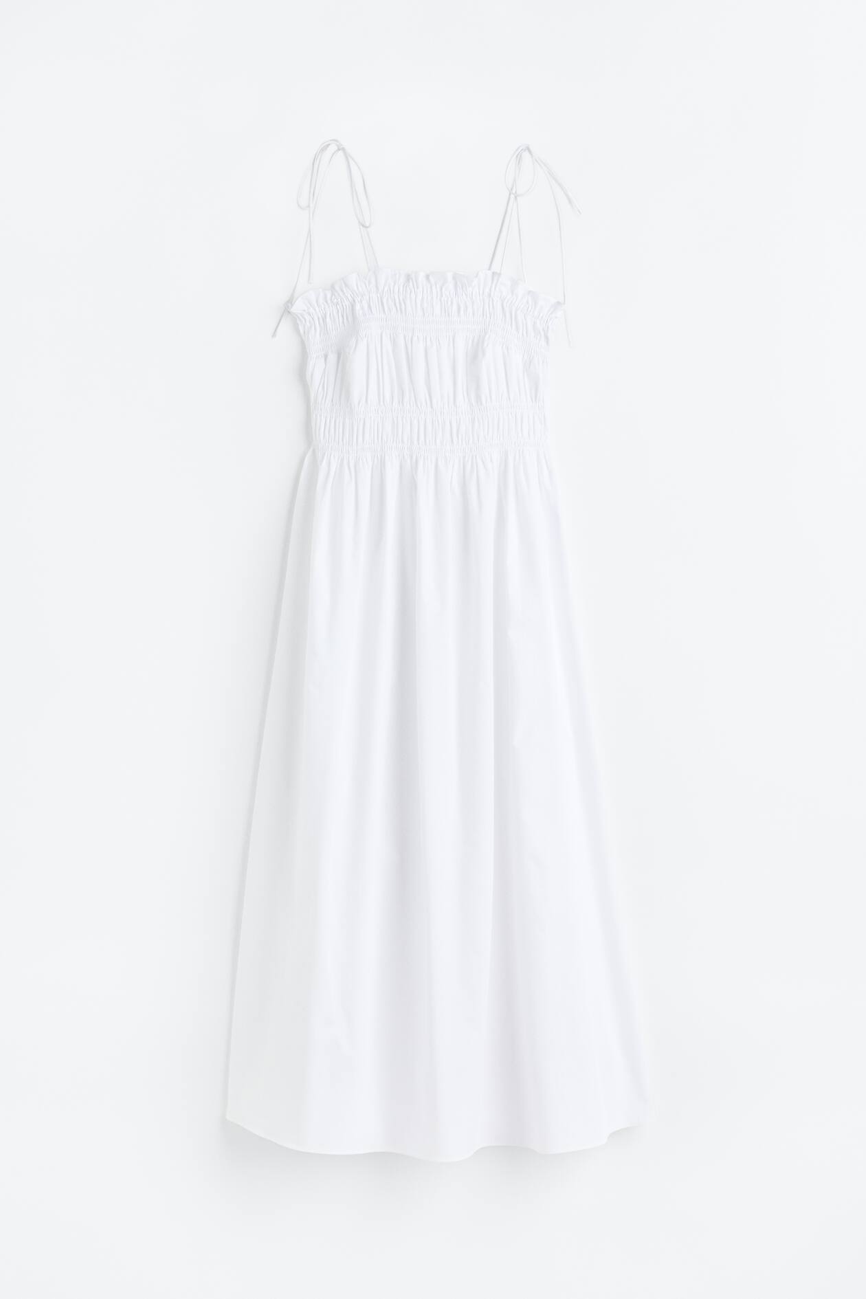 Smocked Seersucker Dress - White - Ladies | H&M US