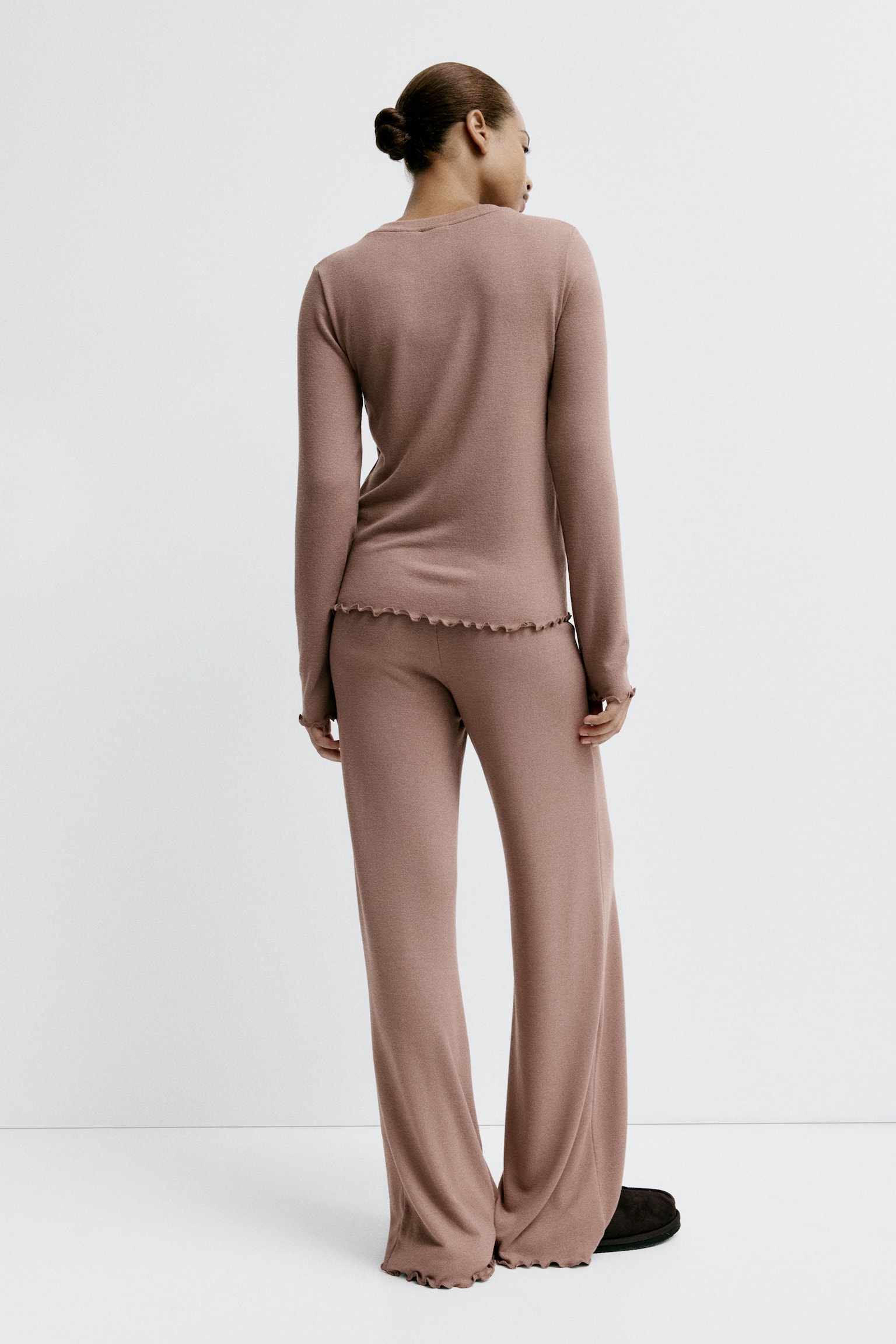 פיג'מת ג'רזי מוברש - אפור עכבר מלאנז' - 6