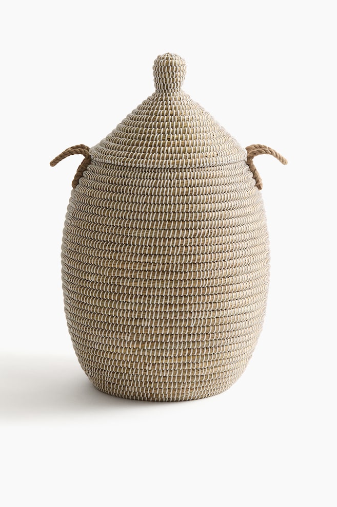 Stor oppbevaringskurv med lokk - Lys beige - 1