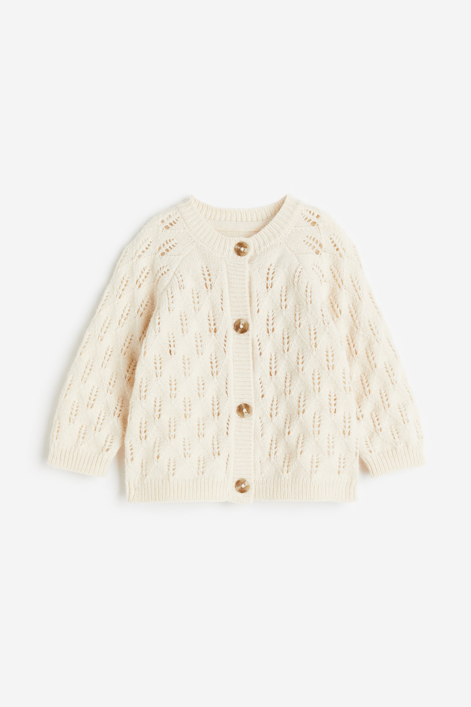 Pointelle Knit Cardigan - Natural white/Pink - 1