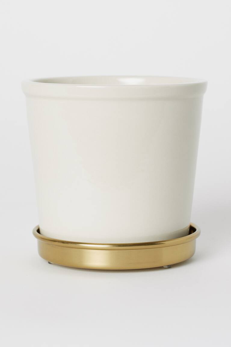 Blumentopf mit Untersetzer Weiß Home All H&M DE
