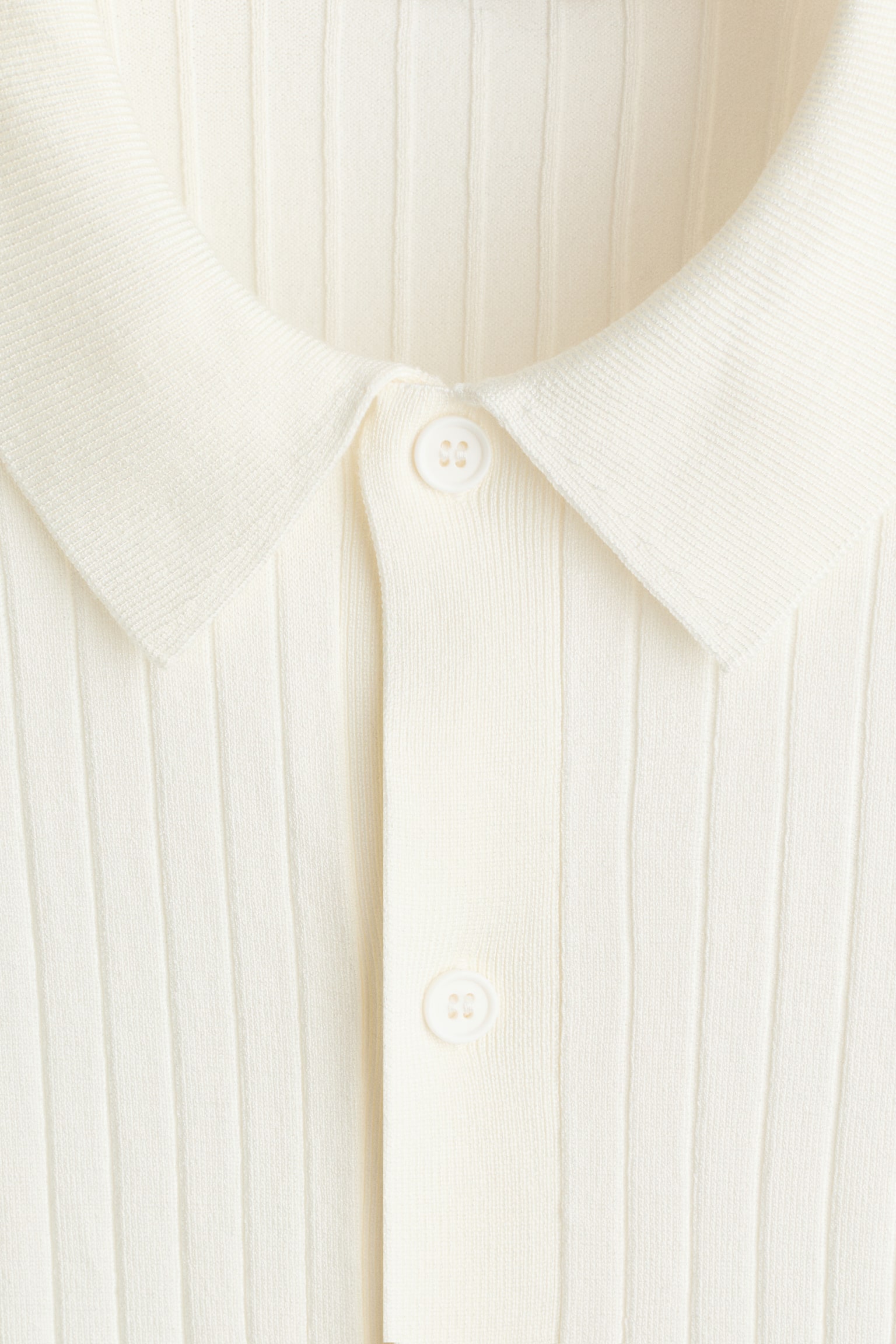 Мужская рубашка H&M Regular-Fit Rib-Knit, цвет: Кремовый — фото 6
