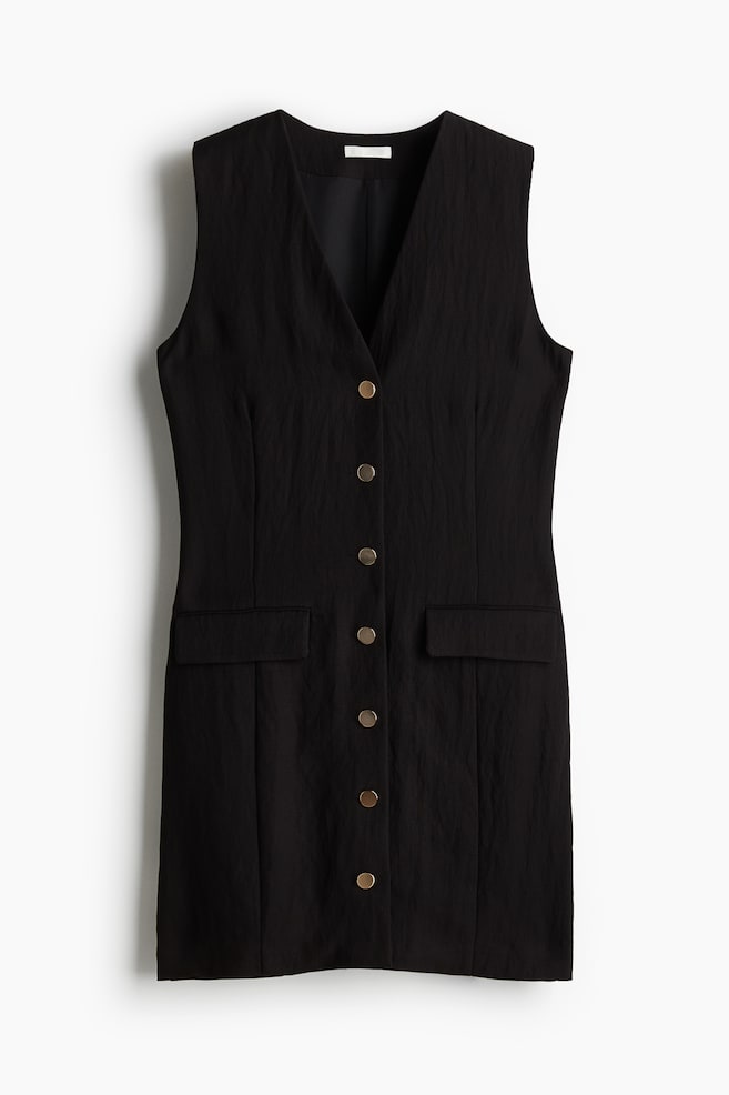 Robe à boutons - Noir/Gris chiné/Blanc - 1