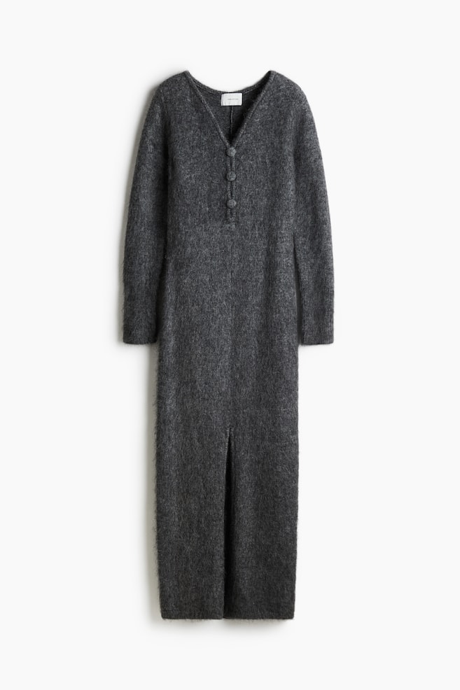 Robe en maille de mohair mélangé - Gris foncé chiné - 1