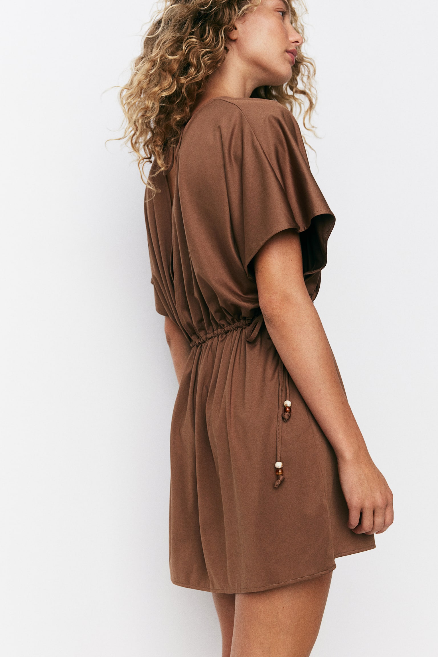 V-neck Beach Dress - Brown/Pale beige/Dark khaki green/Black - 7