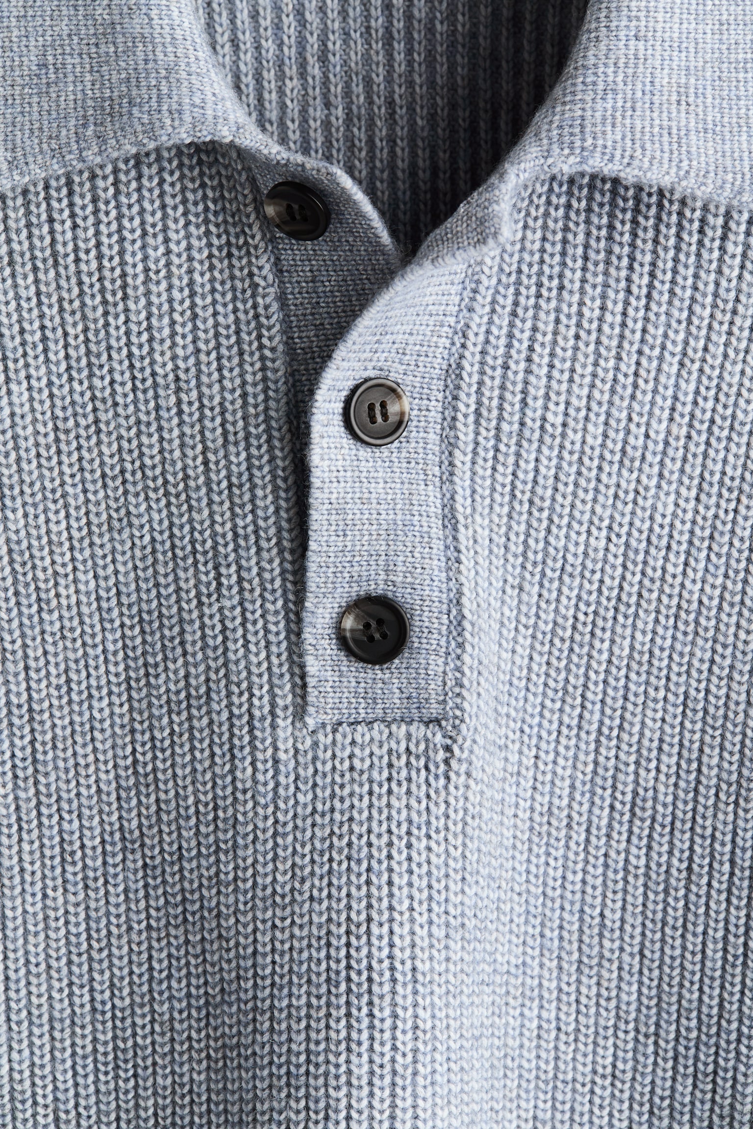 Мужское поло H&M Relaxed-Fit Knit Polo Shirt, цвет: Светлый серый — фото 6