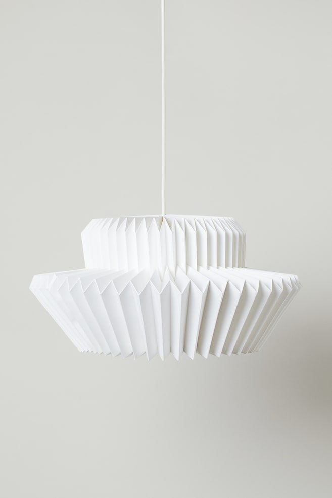 Pleated paper pendant lamp - White - 1
