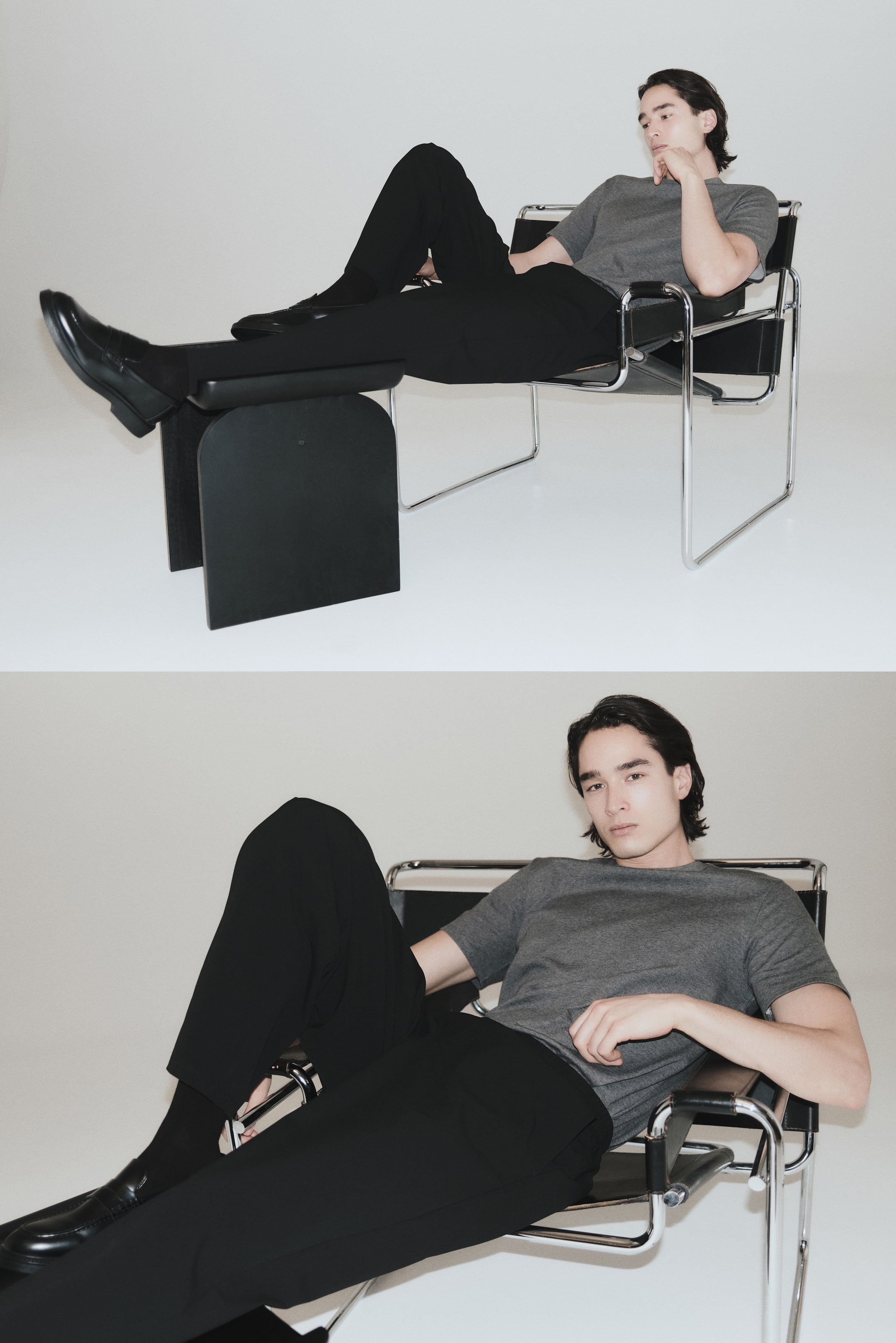 Pantalon large à taille élastique quatre sens