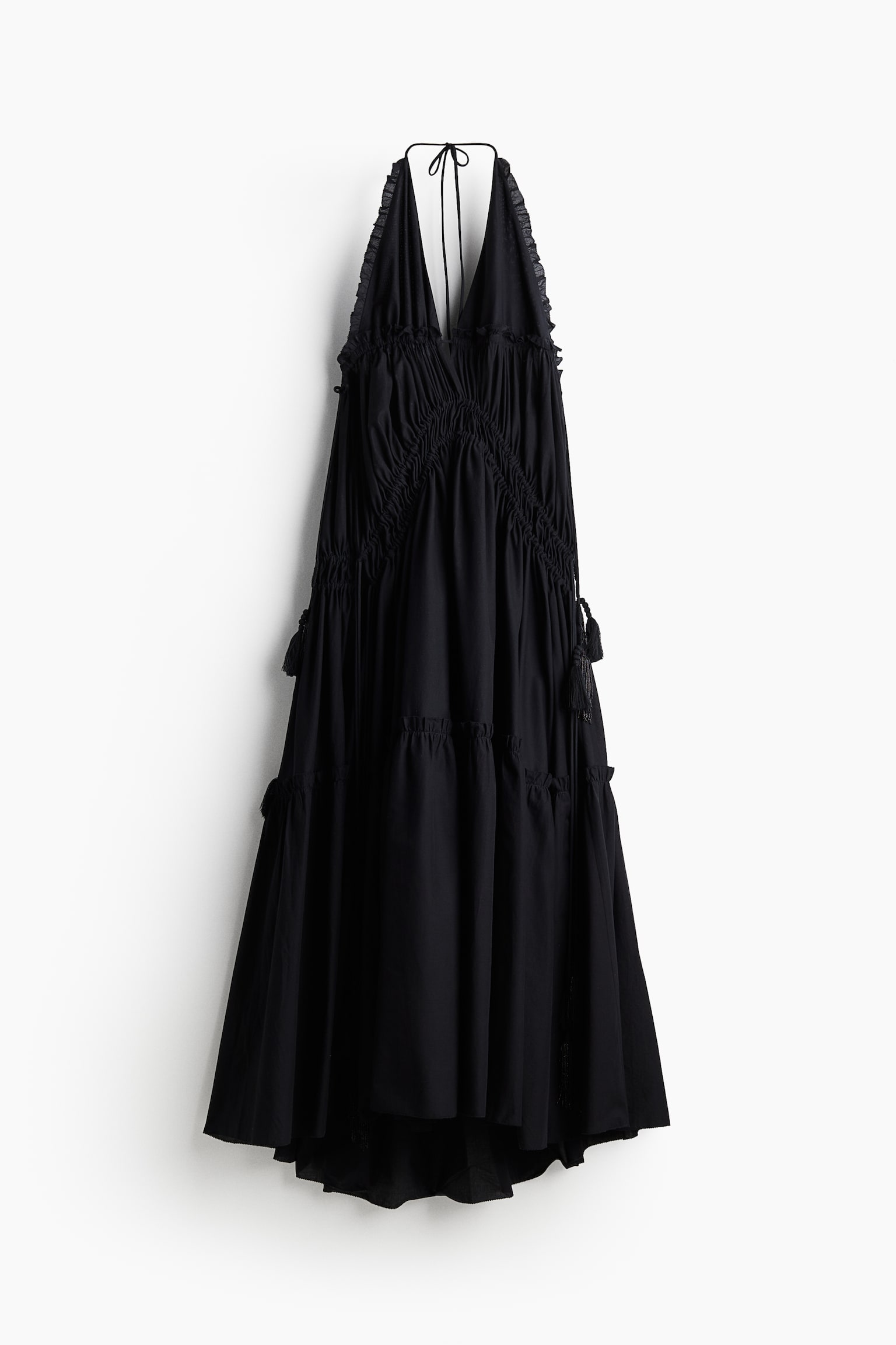 Drawstring-detail halterneck dress - Black - 2