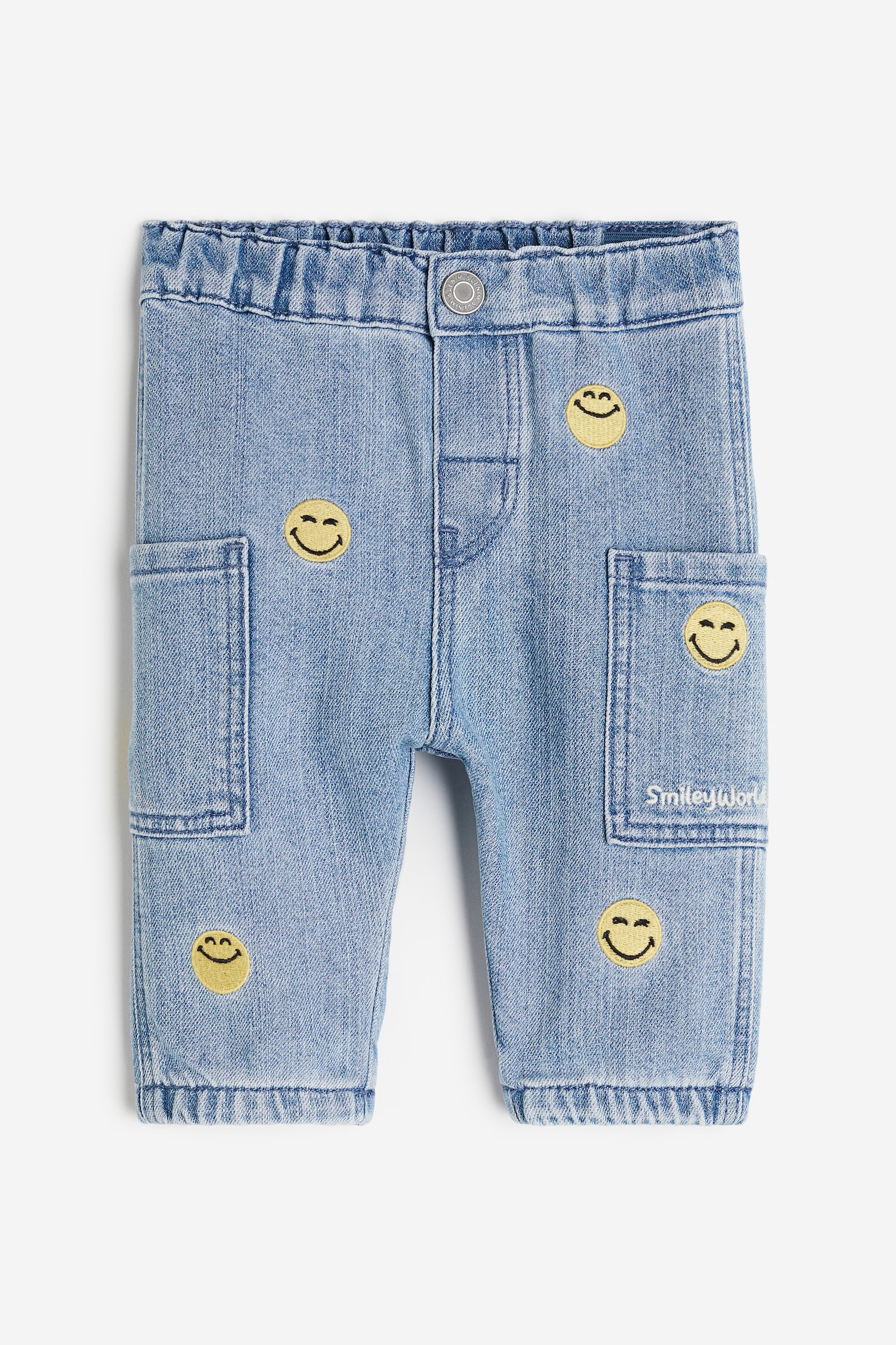 Relaxed Fit Appliqué Jeans - Light denim blue/SmileyWorld® - 1