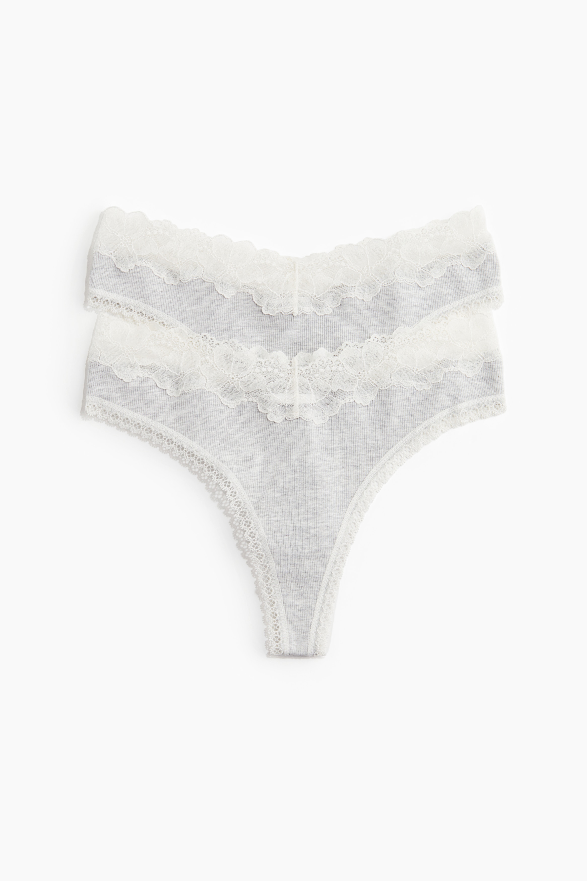 Pack de 2 cuecas Thong em algodão - Cinzento claro mesclado