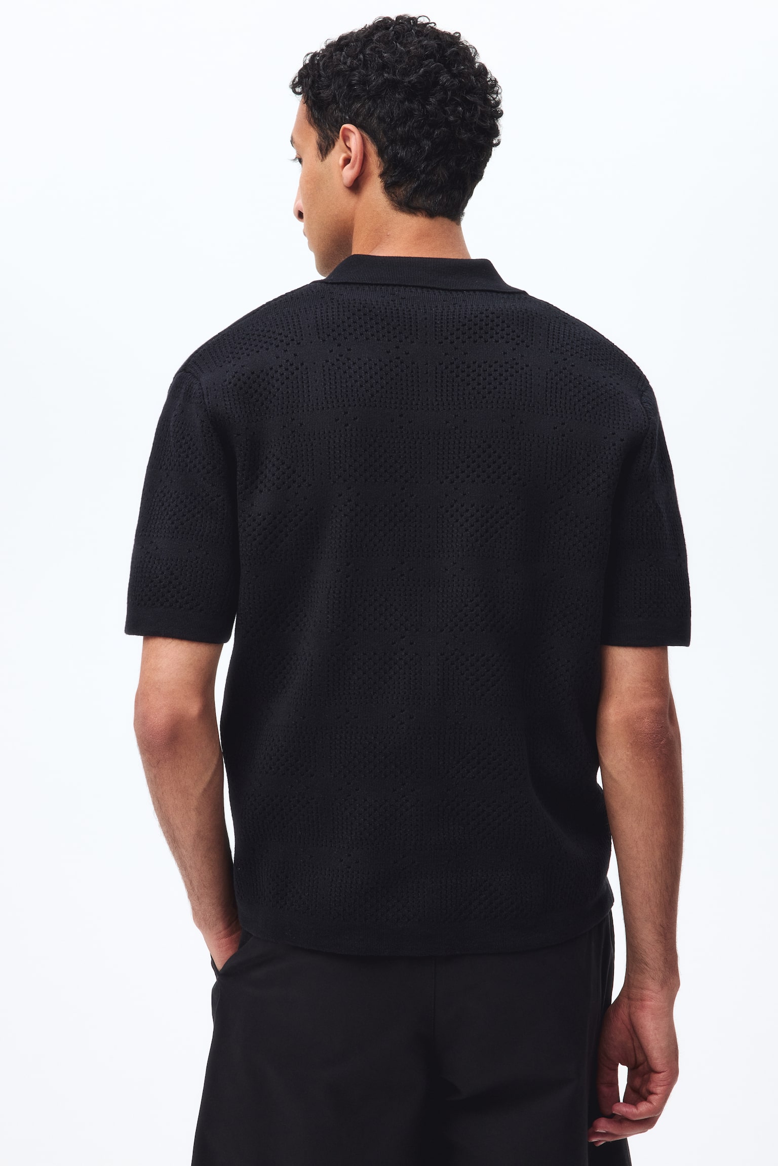 Мужская рубашка H&M Regular-Fit Knit, цвет: Чёрный — фото 5