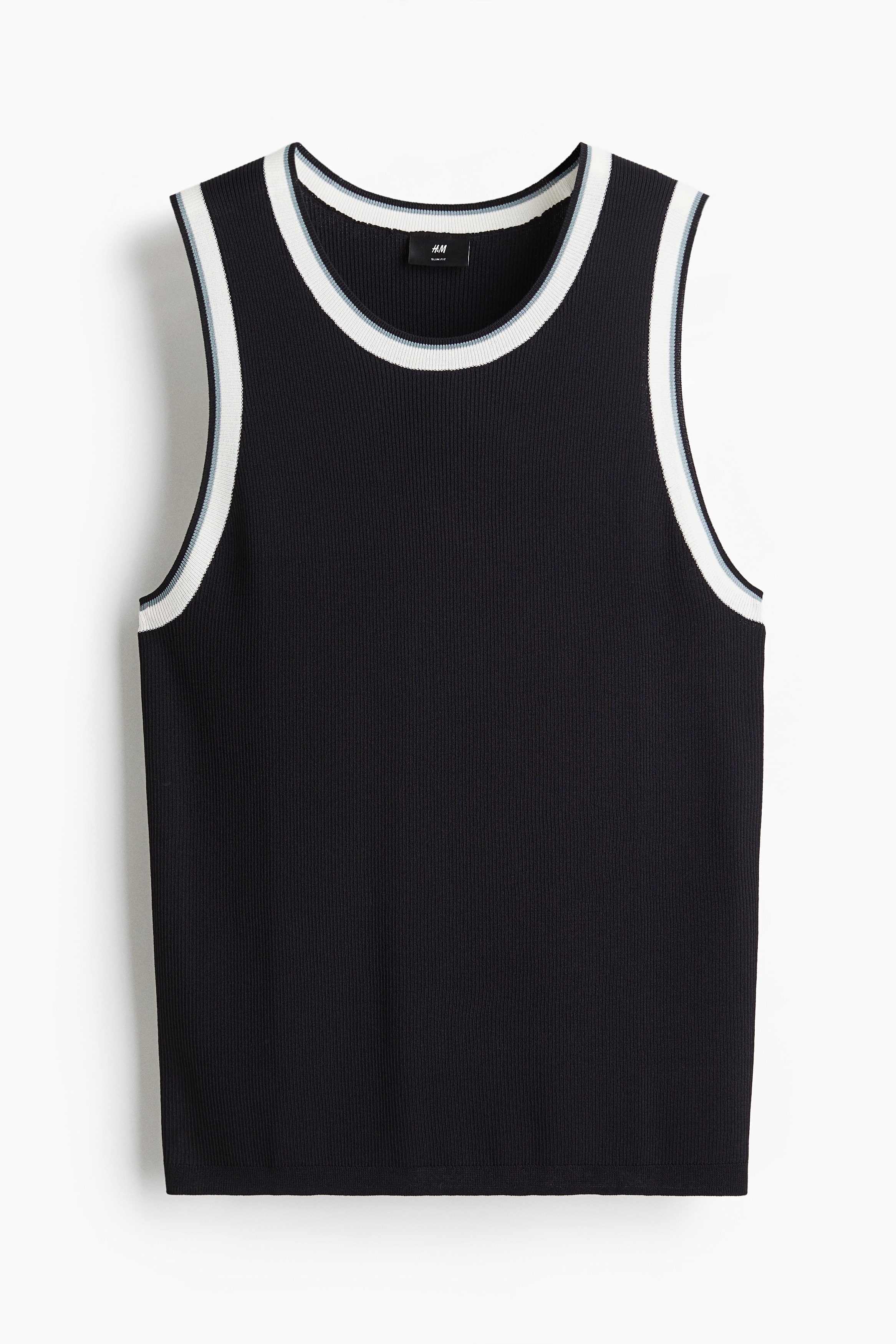 Slim Fit Ribbed vest top - Navy blue/Beige