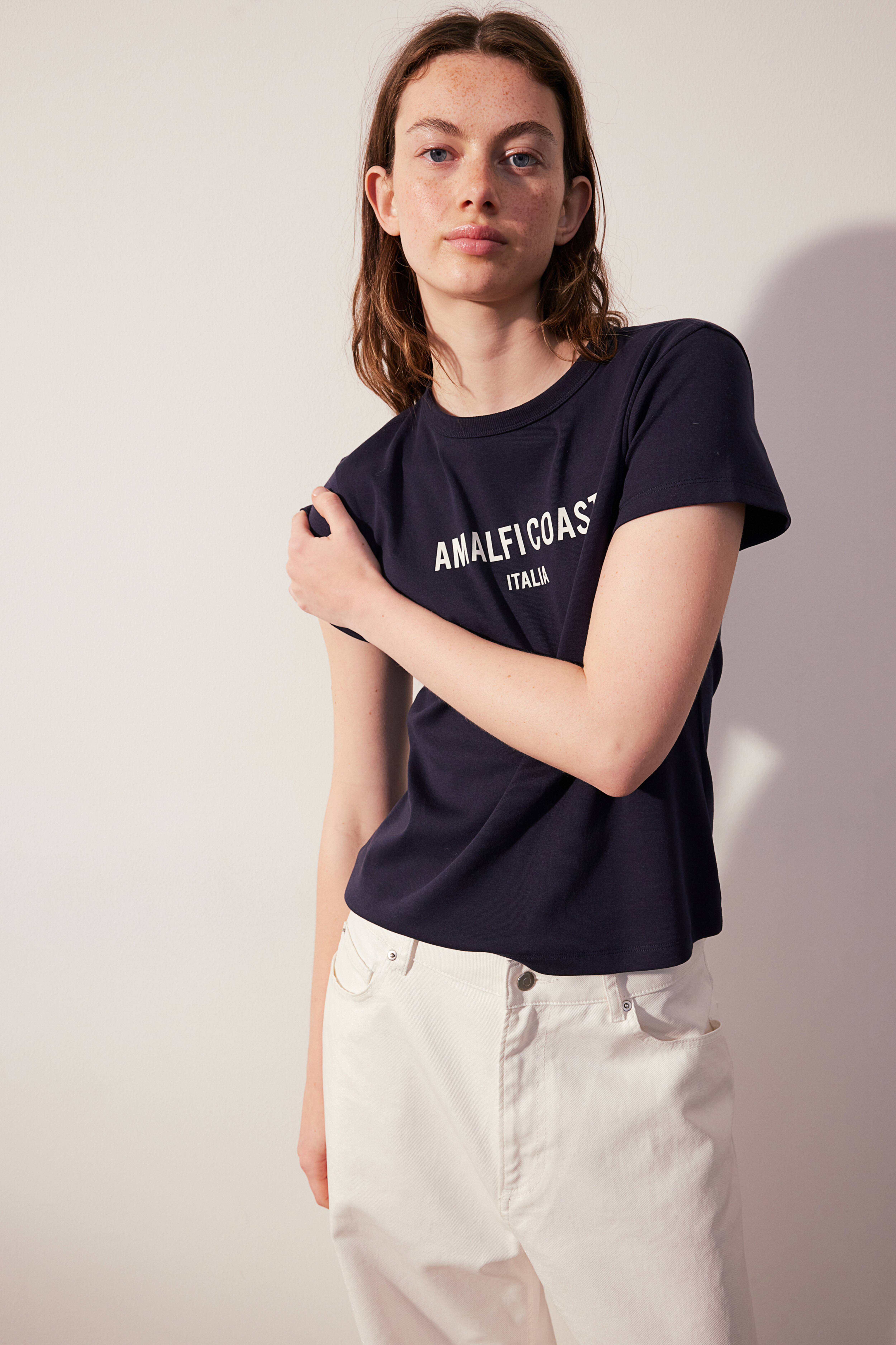 Fitted Cotton T-shirt - Natural white/Paris - Ladies | H&M US