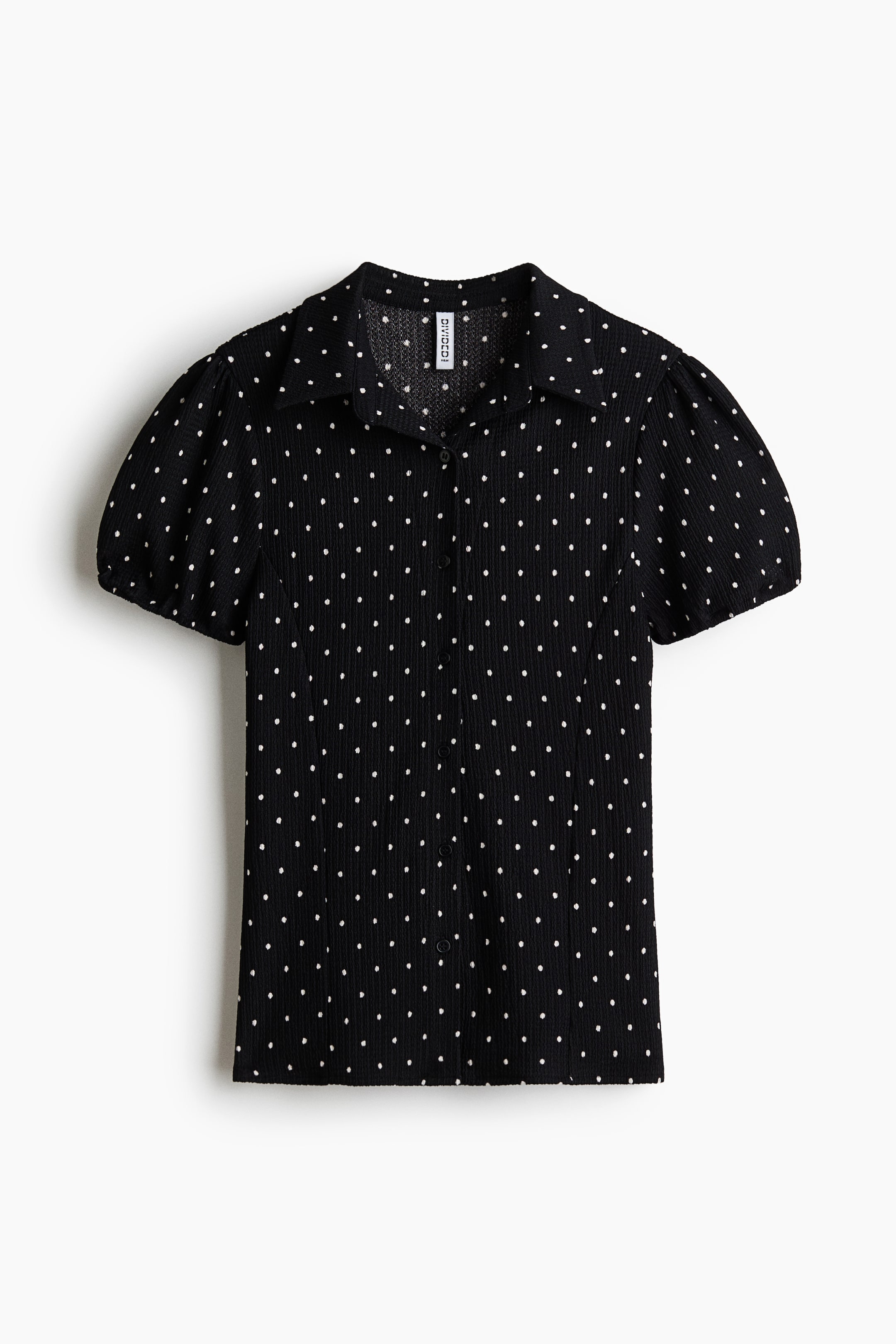 Puff-Sleeved Button-Front Top